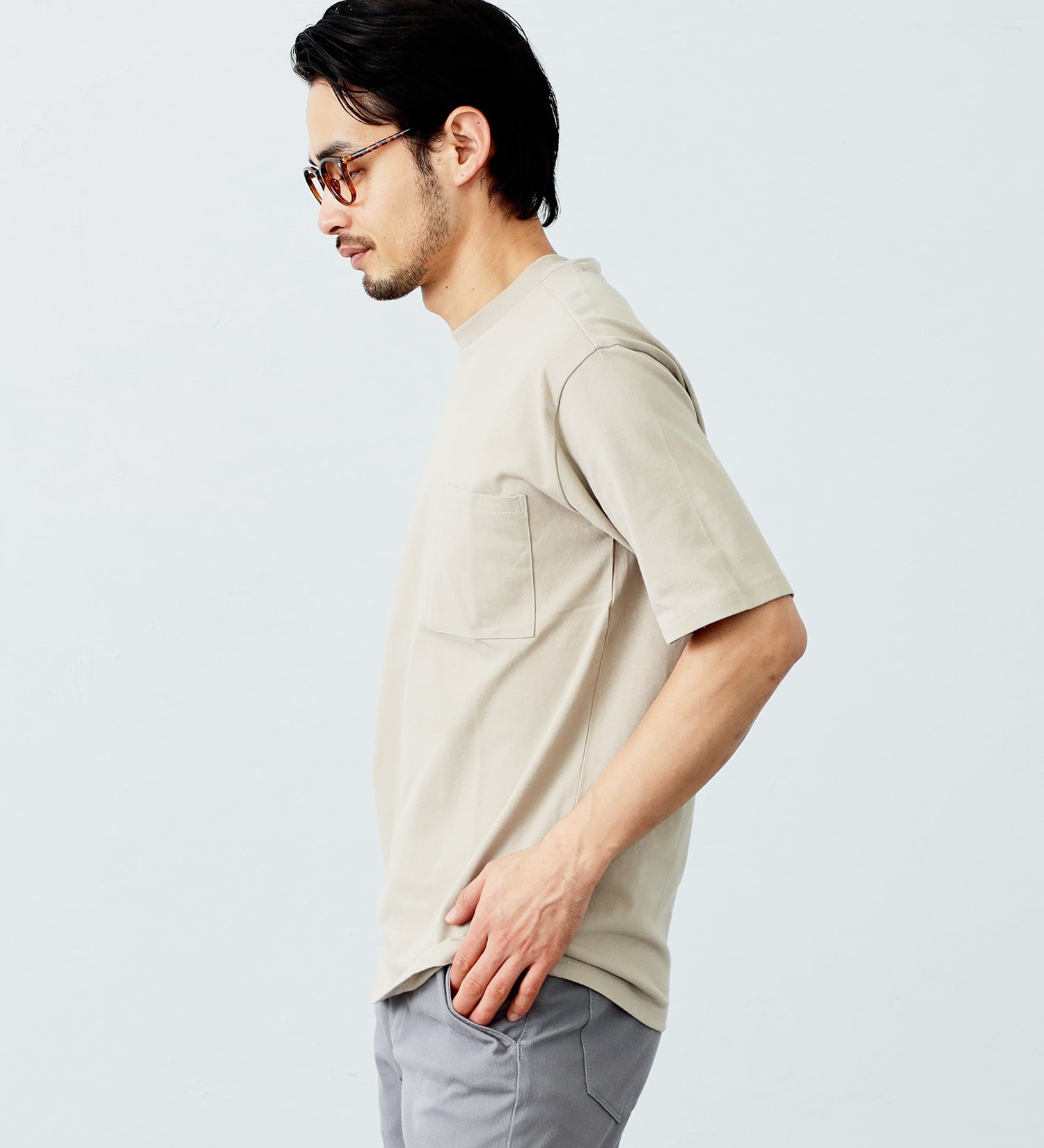 EDWIN(エドウイン)のデニスラAIR クルーネックポケットTシャツ 半袖|トップス/Tシャツ/カットソー/メンズ|グレイッシュベージュ