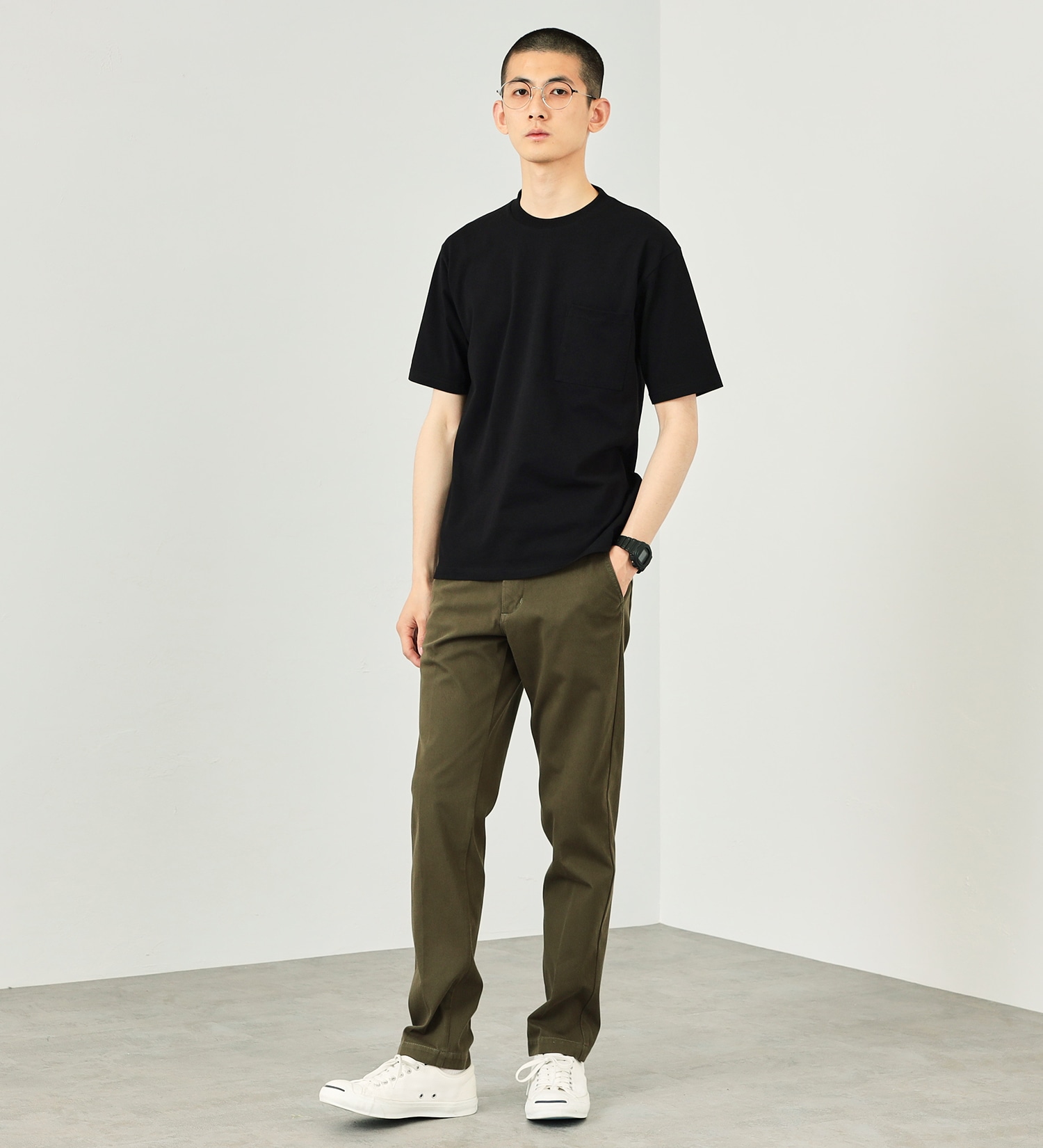 EDWIN(エドウイン)のデニスラAIR クルーネックポケットTシャツ 半袖|トップス/Tシャツ/カットソー/メンズ|ブラック