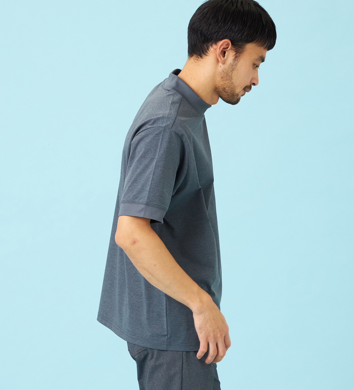 EDWIN(エドウイン)のデニスラ モックネックTシャツ 半袖|トップス/Tシャツ/カットソー/メンズ|グレー