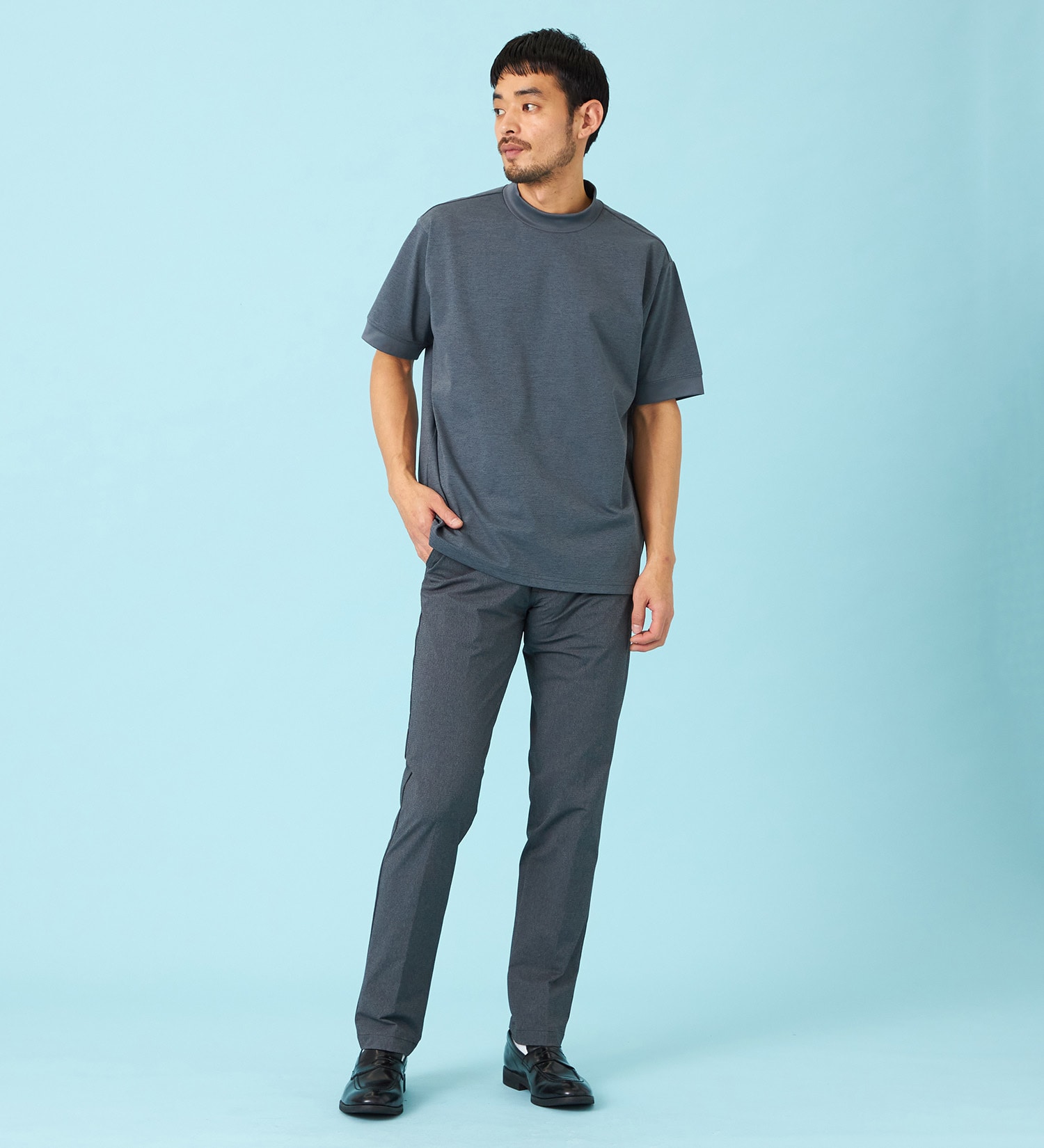 EDWIN(エドウイン)のデニスラ モックネックTシャツ 半袖|トップス/Tシャツ/カットソー/メンズ|グレー