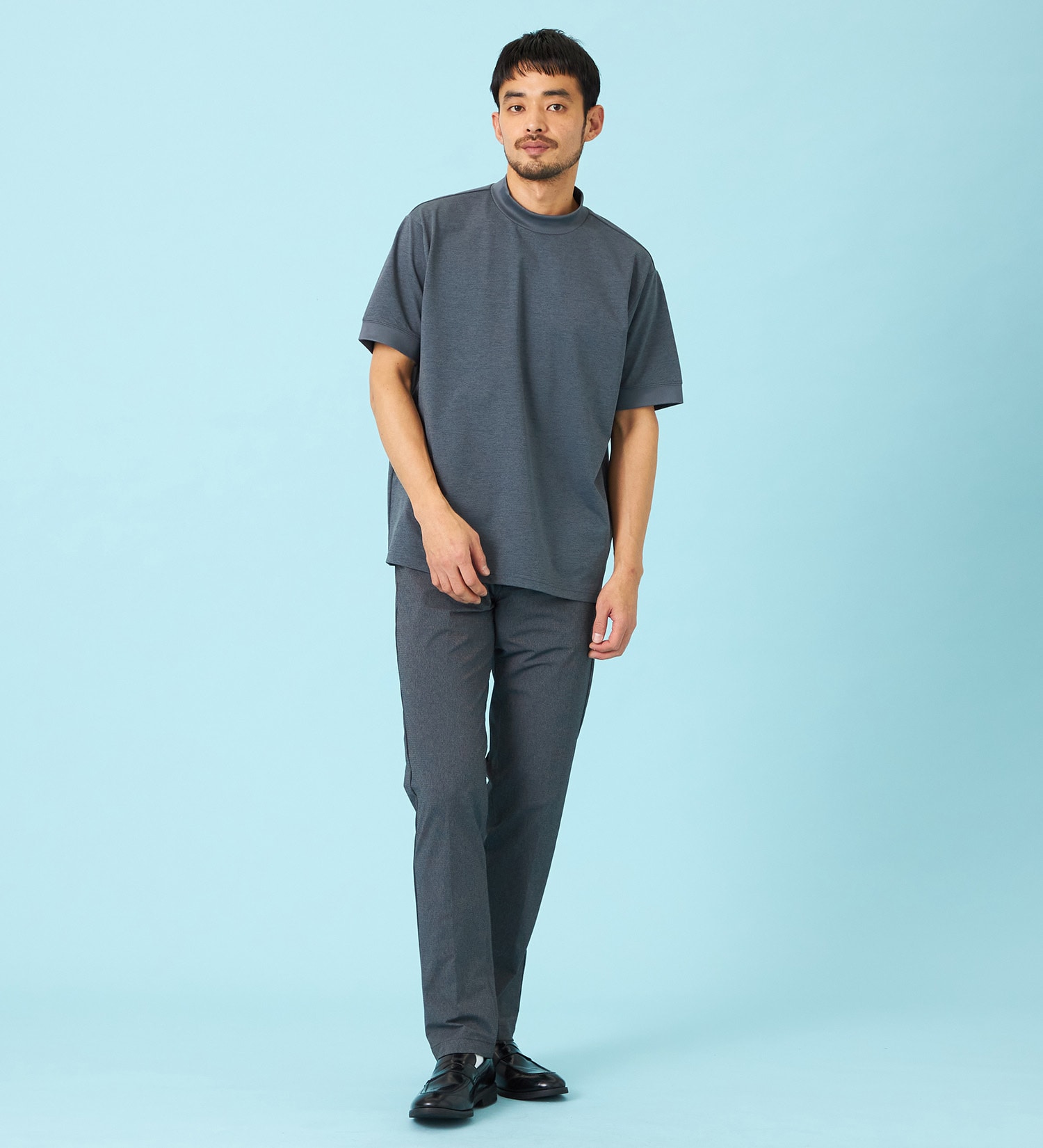 EDWIN(エドウイン)のデニスラ モックネックTシャツ 半袖|トップス/Tシャツ/カットソー/メンズ|グレー