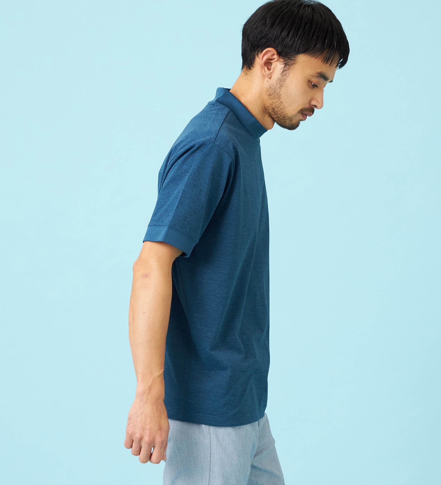 EDWIN(エドウイン)のデニスラ モックネックTシャツ 半袖|トップス/Tシャツ/カットソー/メンズ|ネイビー