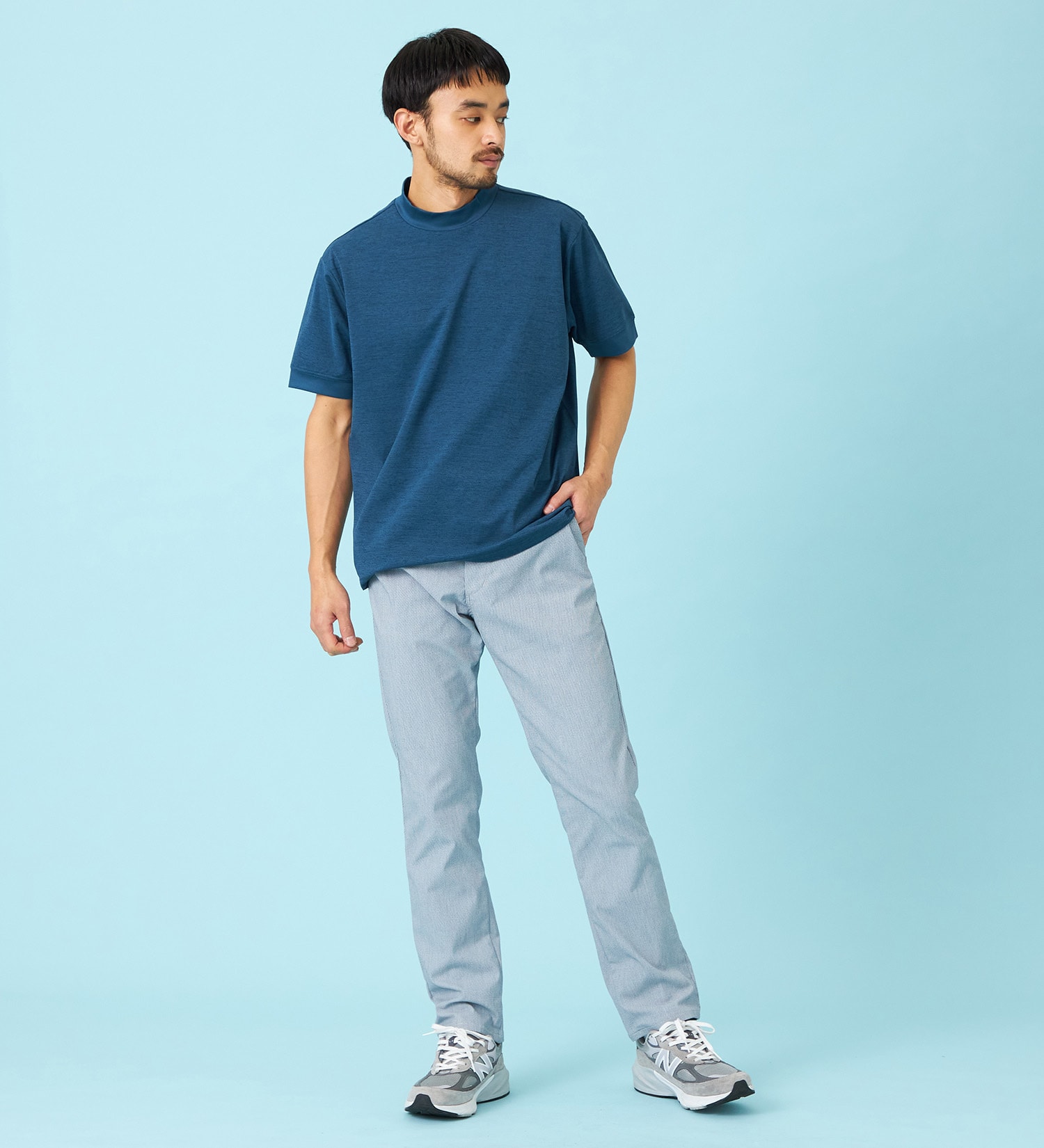 EDWIN(エドウイン)のデニスラ モックネックTシャツ 半袖|トップス/Tシャツ/カットソー/メンズ|ネイビー