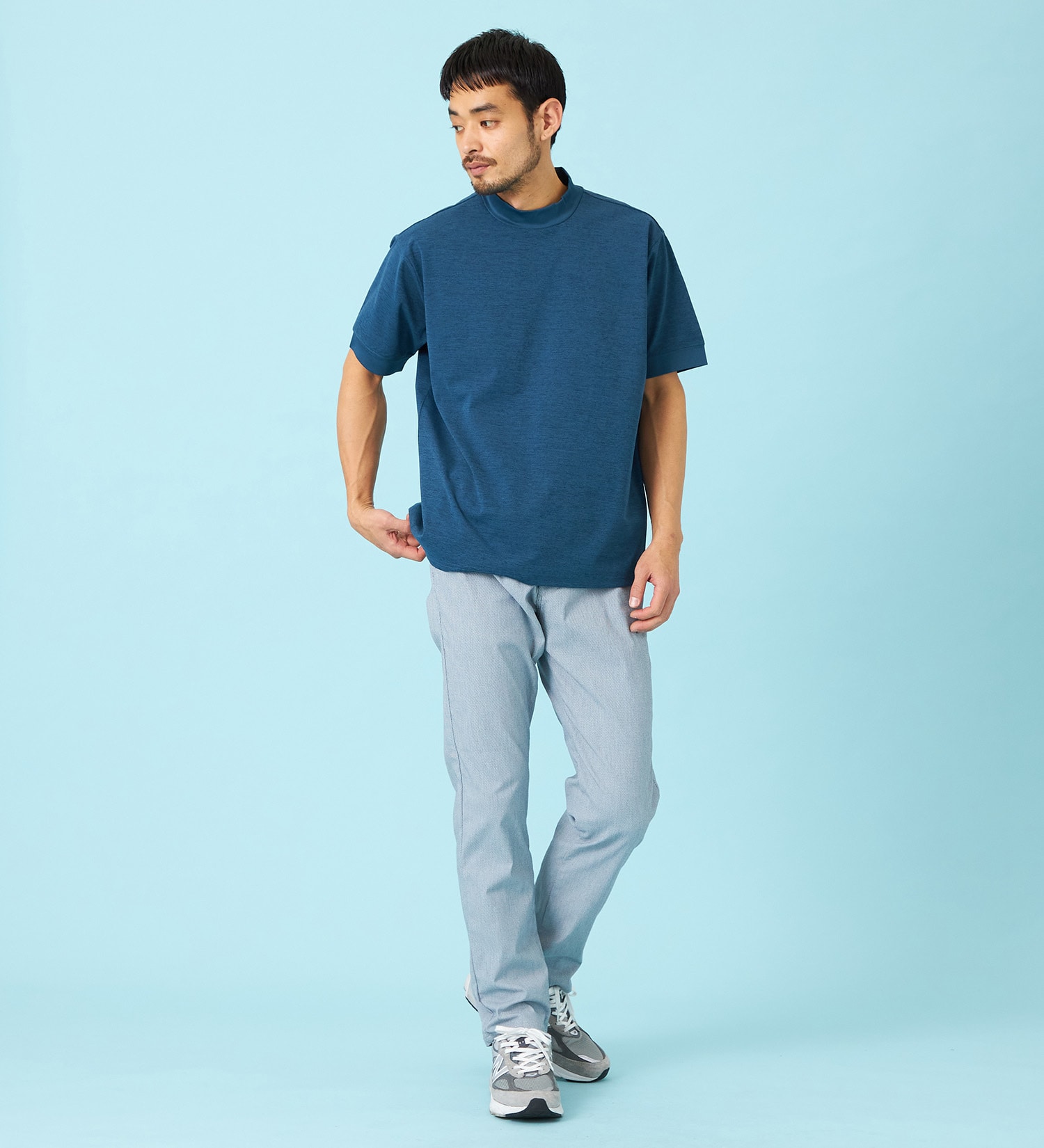 EDWIN(エドウイン)のデニスラ モックネックTシャツ 半袖|トップス/Tシャツ/カットソー/メンズ|ネイビー