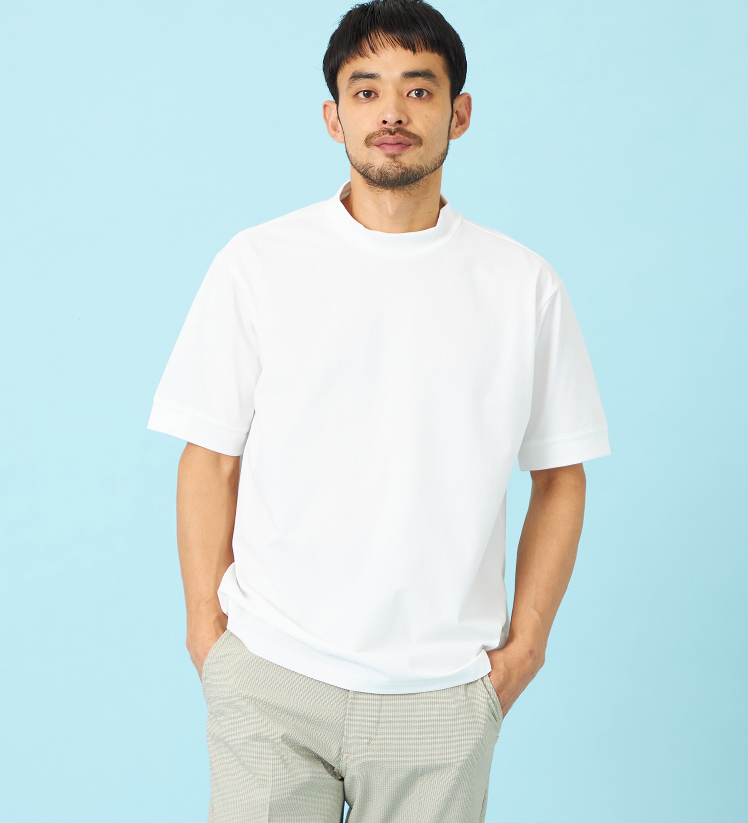EDWIN(エドウイン)のデニスラ モックネックTシャツ 半袖|トップス/Tシャツ/カットソー/メンズ|ホワイト
