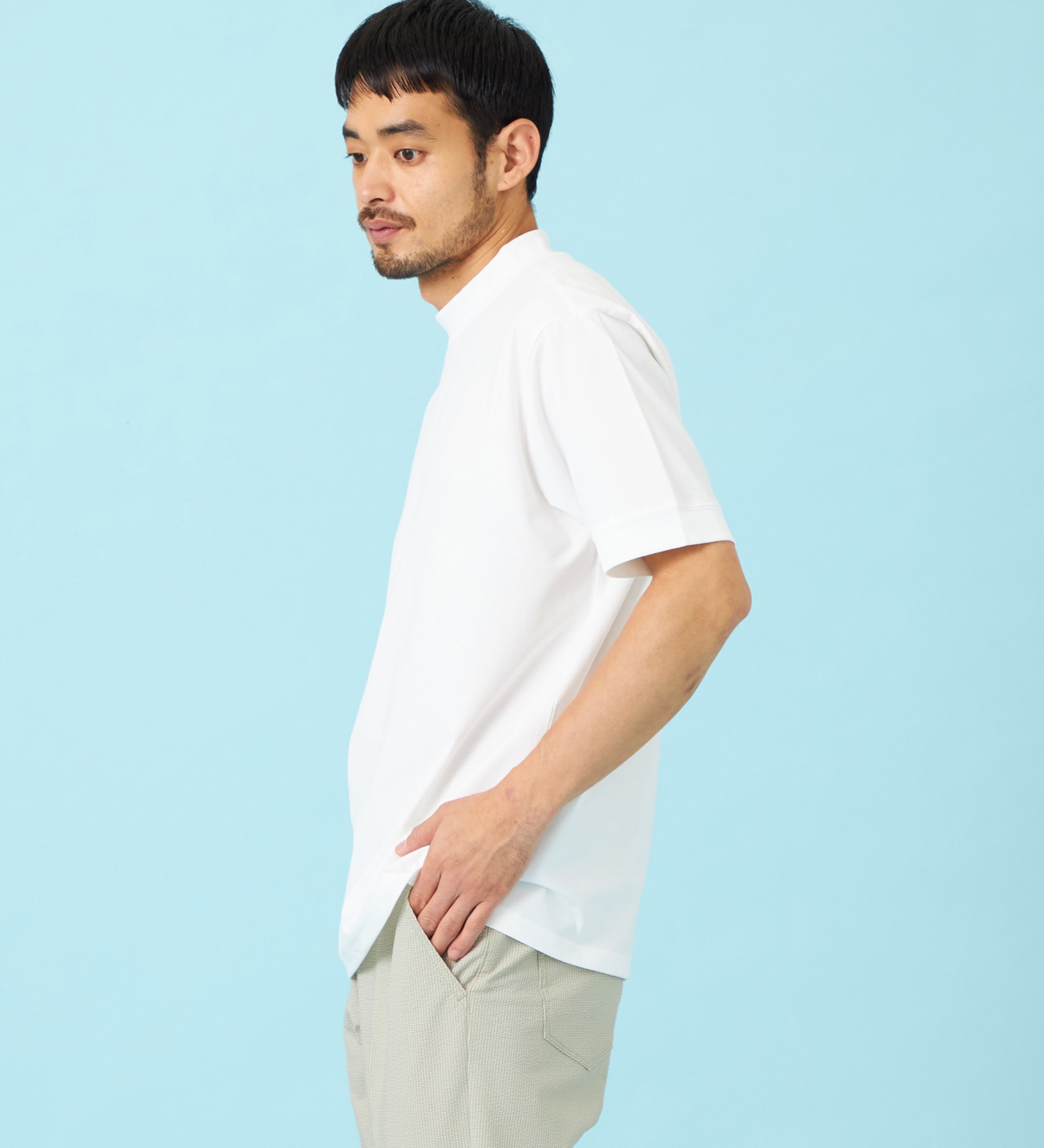 EDWIN(エドウイン)のデニスラ モックネックTシャツ 半袖|トップス/Tシャツ/カットソー/メンズ|ホワイト