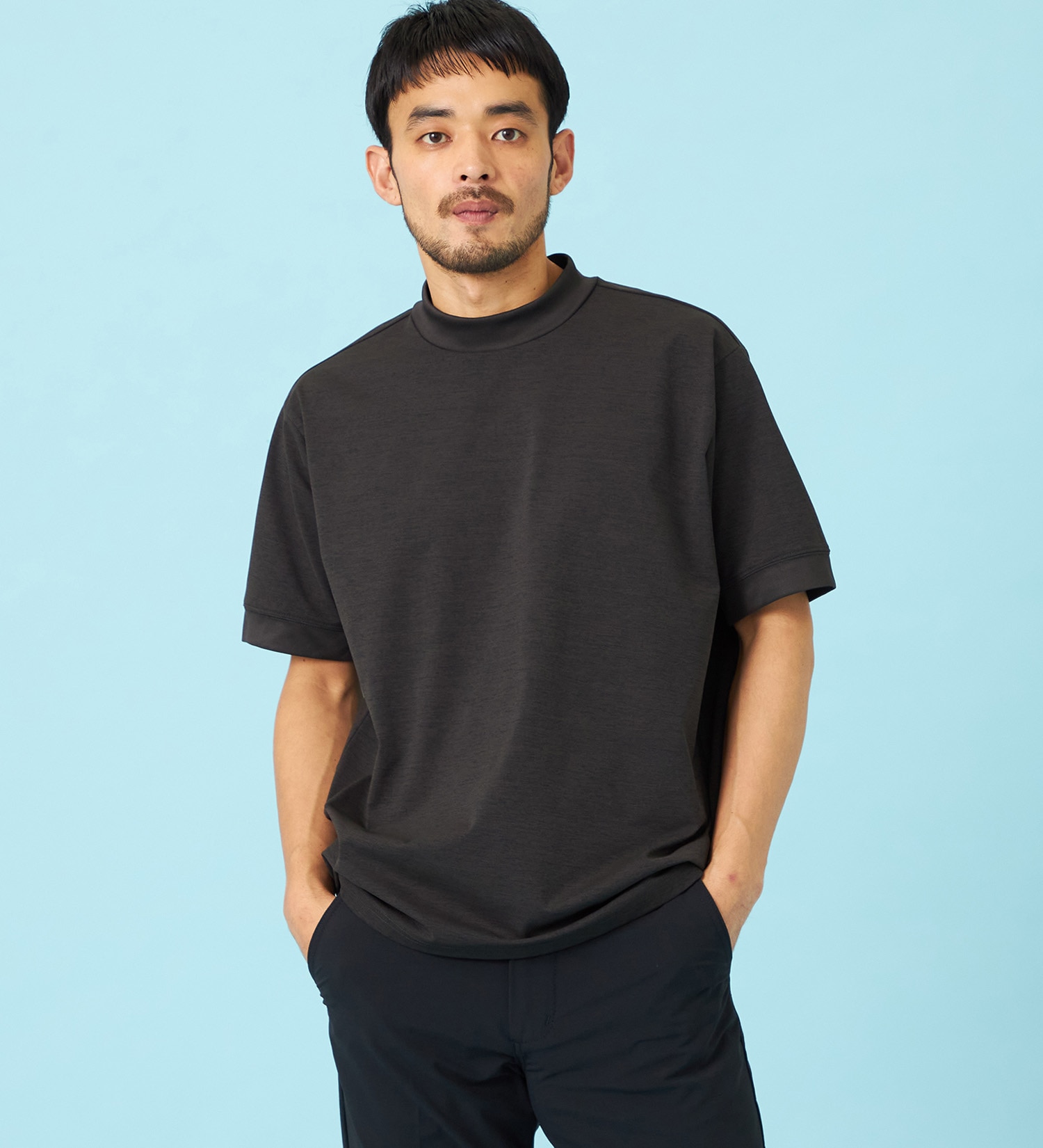 EDWIN(エドウイン)のデニスラ モックネックTシャツ 半袖|トップス/Tシャツ/カットソー/メンズ|チャコールグレー