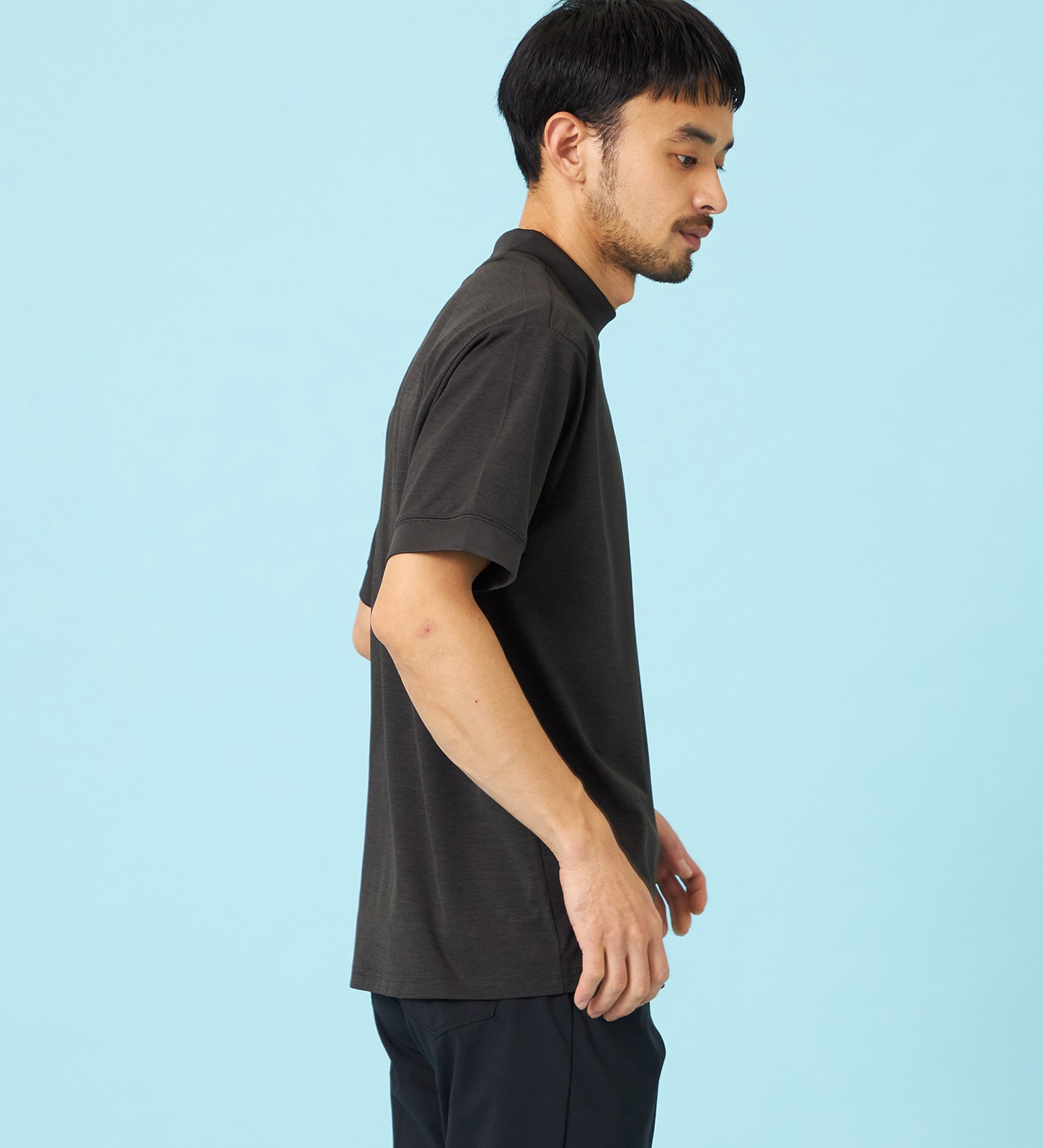 EDWIN(エドウイン)のデニスラ モックネックTシャツ 半袖|トップス/Tシャツ/カットソー/メンズ|チャコールグレー