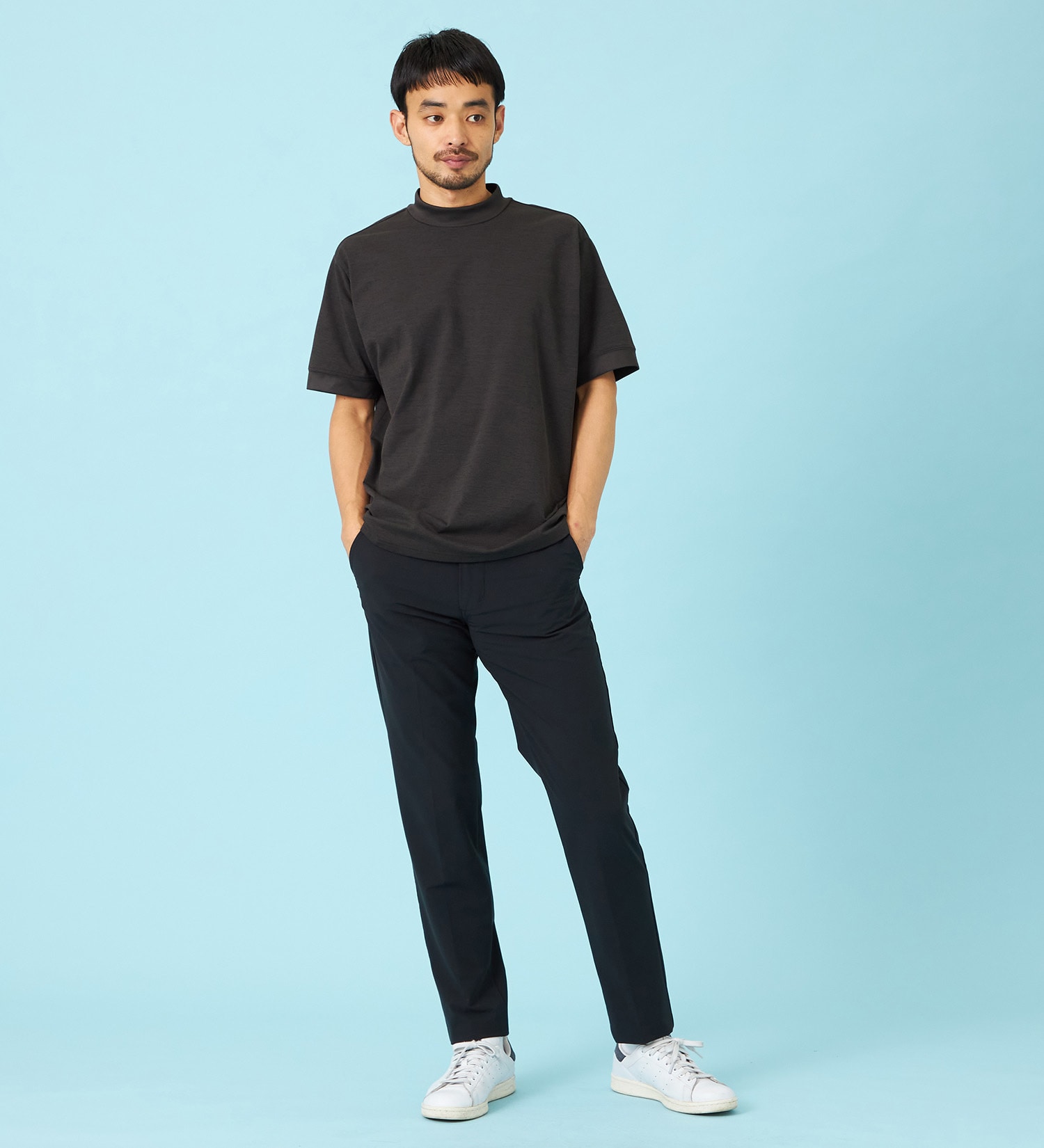 EDWIN(エドウイン)のデニスラ モックネックTシャツ 半袖|トップス/Tシャツ/カットソー/メンズ|チャコールグレー