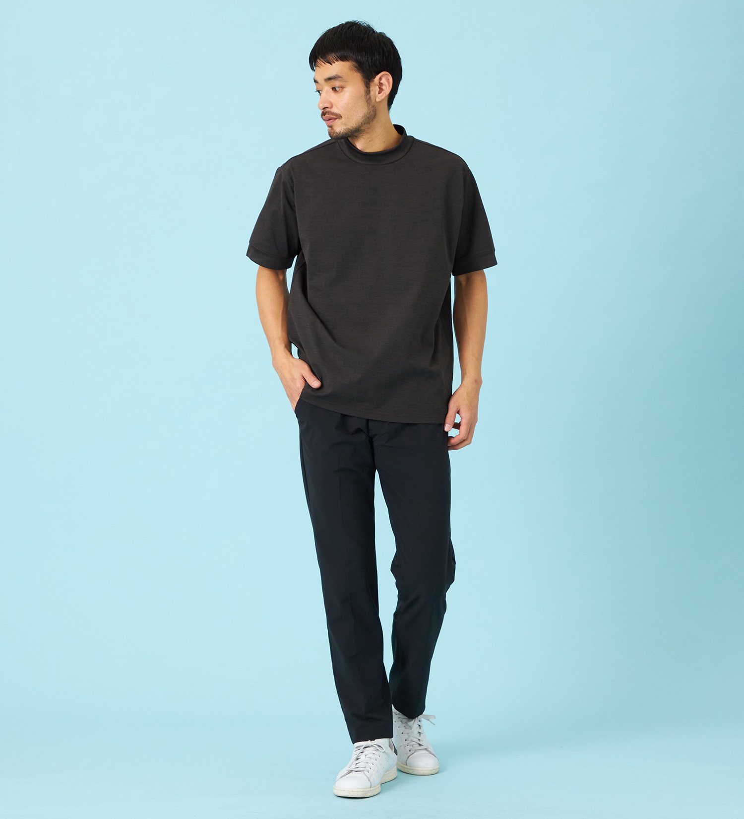 EDWIN(エドウイン)のデニスラ モックネックTシャツ 半袖|トップス/Tシャツ/カットソー/メンズ|チャコールグレー