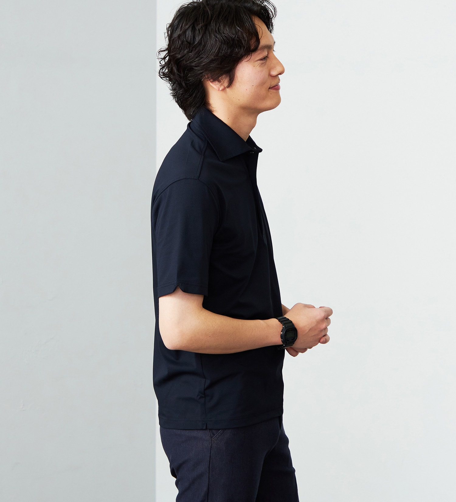 EDWIN(エドウイン)のデニスラ ポロシャツ 半袖|トップス/ポロシャツ/メンズ|ブラック