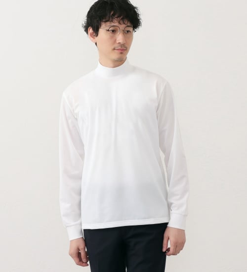 EDWIN(エドウイン)のデニスラ 長袖モックネック Tシャツ【吸水速乾/抗菌防臭/ビジネス】|トップス/Tシャツ/カットソー/メンズ|ホワイト