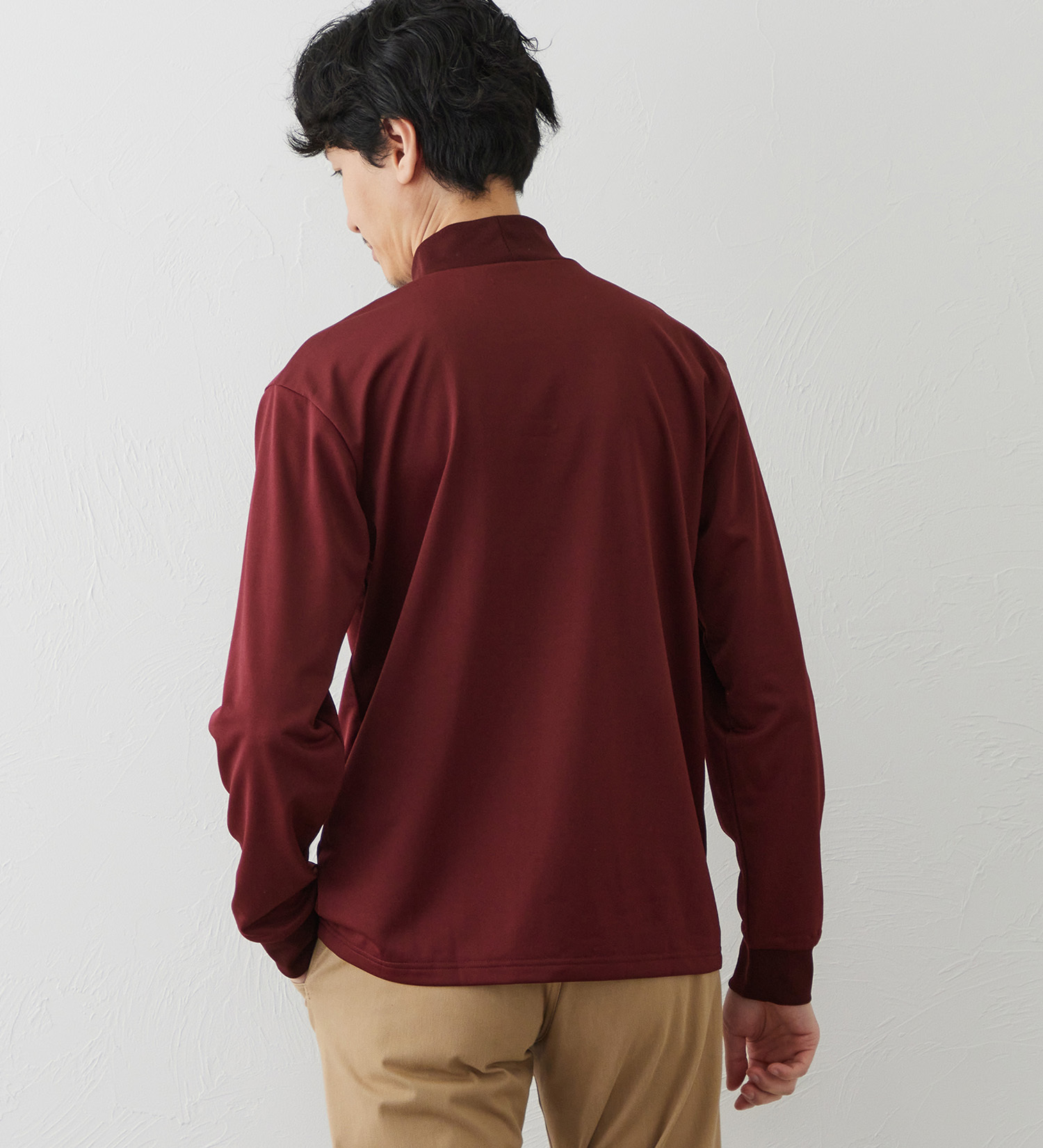 EDWIN(エドウイン)のデニスラ 長袖モックネック Tシャツ【吸水速乾/抗菌防臭/ビジネス】|トップス/Tシャツ/カットソー/メンズ|ワイン