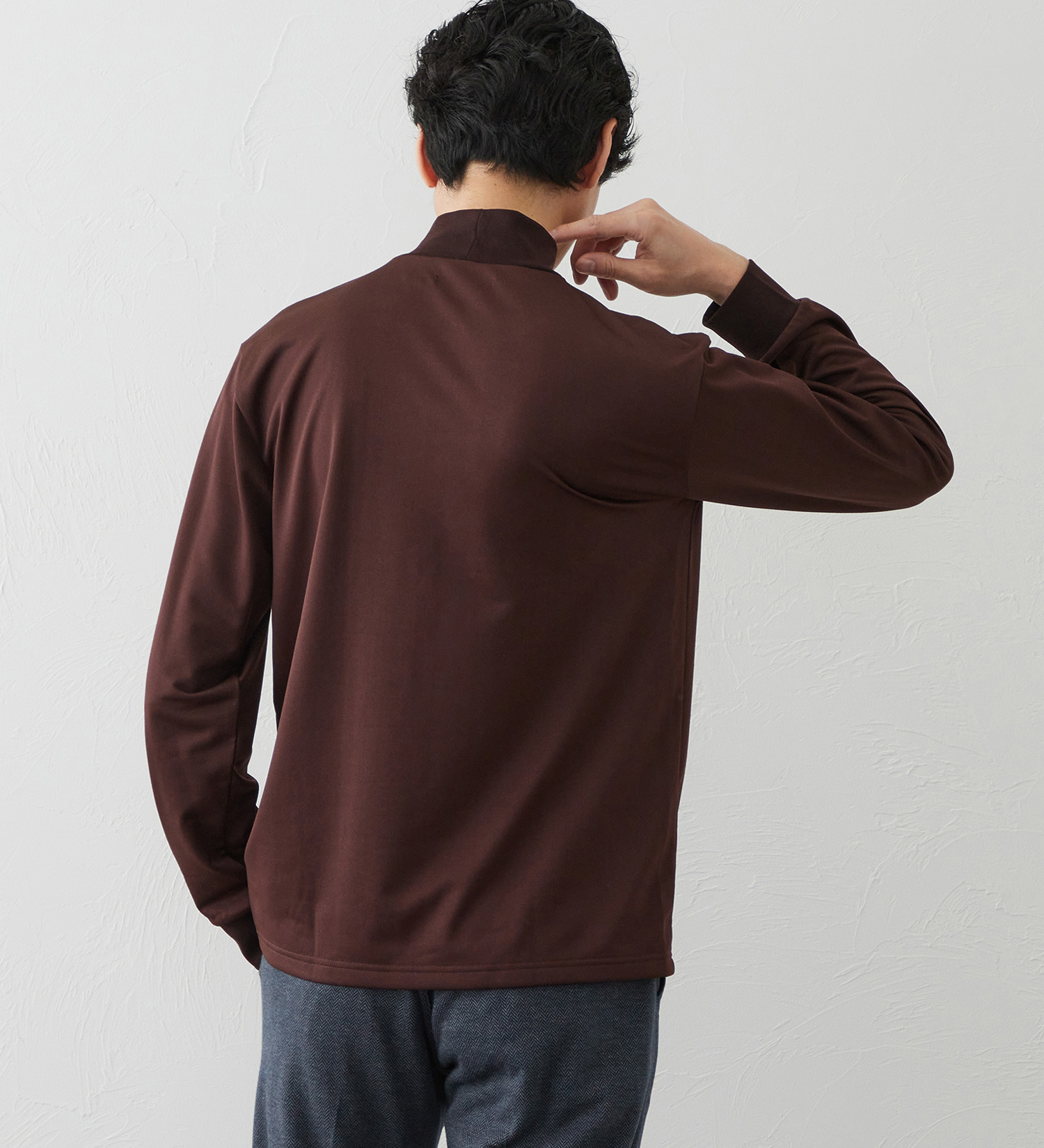 EDWIN(エドウイン)のデニスラ 長袖モックネック Tシャツ【吸水速乾/抗菌防臭/ビジネス】|トップス/Tシャツ/カットソー/メンズ|ブラウン