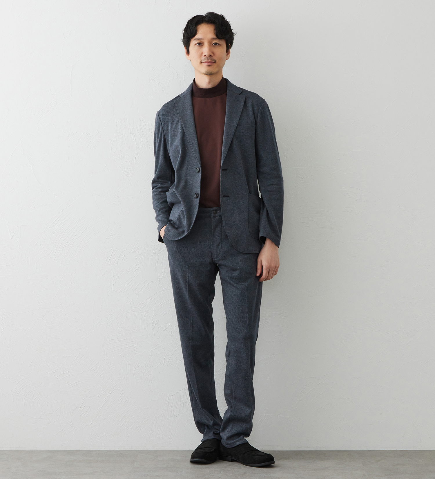 EDWIN(エドウイン)のデニスラ 長袖モックネック Tシャツ【吸水速乾/抗菌防臭/ビジネス】|トップス/Tシャツ/カットソー/メンズ|ブラウン