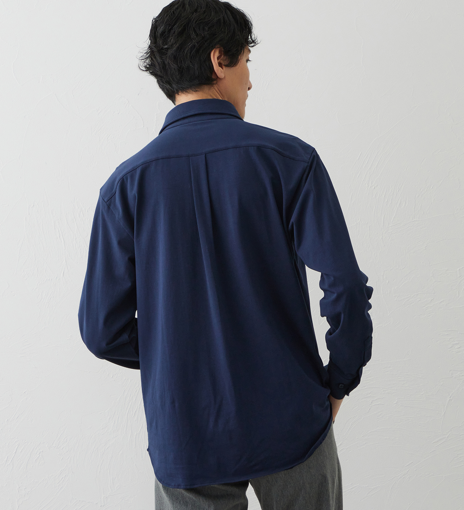 EDWIN(エドウイン)のデニスラ 長袖シャツ【抗菌防臭/UVカット/ストレッチ/ビジネス】|トップス/シャツ/ブラウス/メンズ|ネイビー