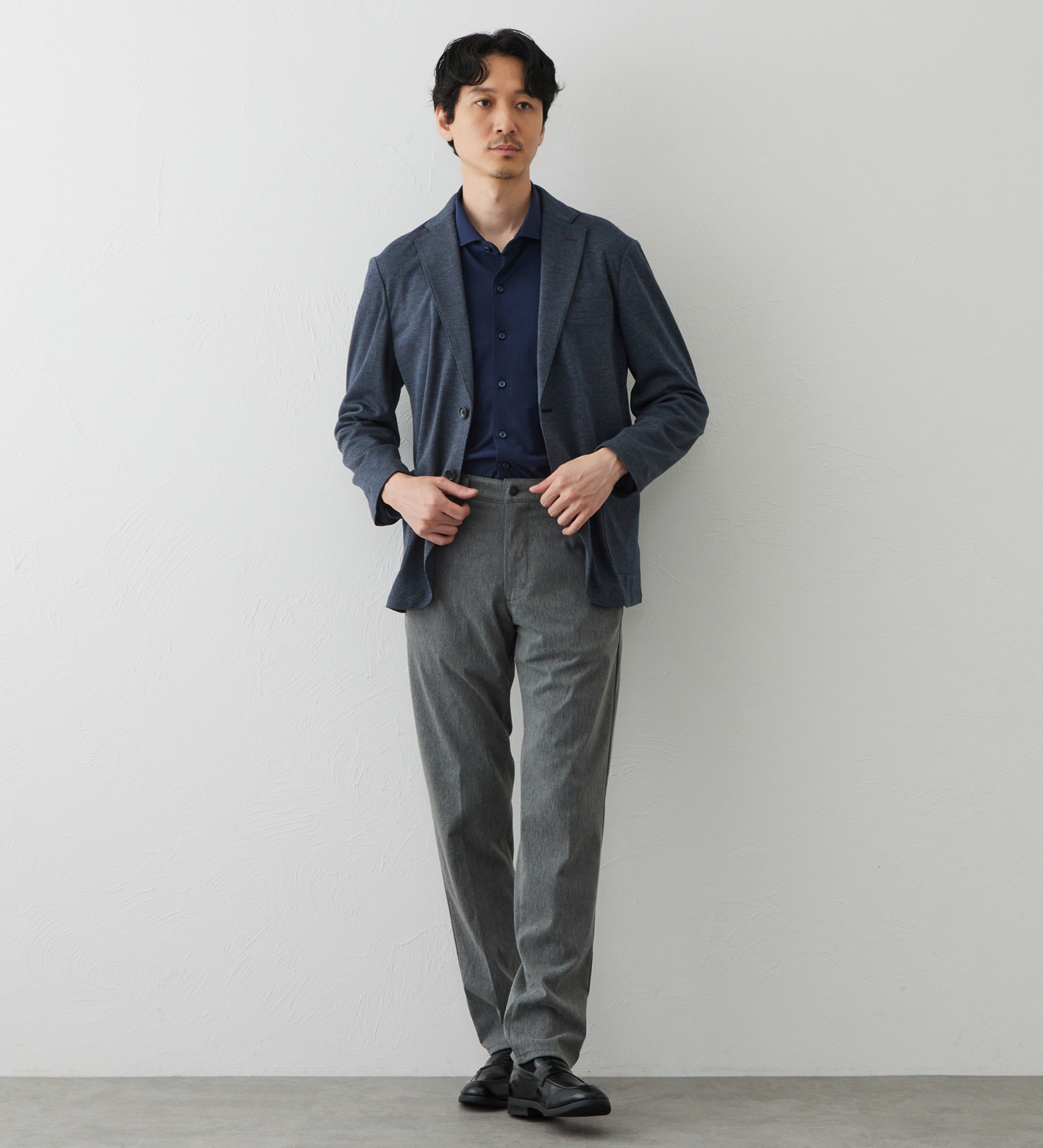 EDWIN(エドウイン)のデニスラ 長袖シャツ【抗菌防臭/UVカット/ストレッチ/ビジネス】|トップス/シャツ/ブラウス/メンズ|ネイビー