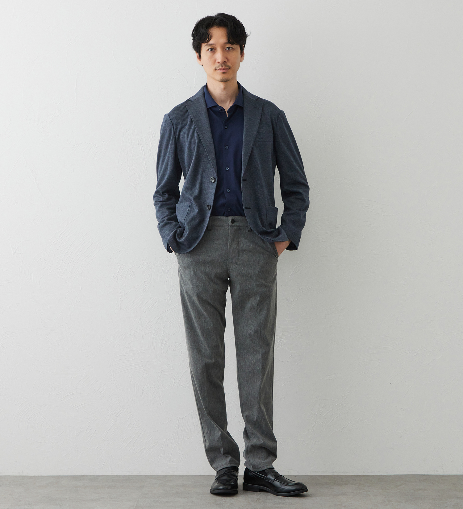 EDWIN(エドウイン)のデニスラ 長袖シャツ【抗菌防臭/UVカット/ストレッチ/ビジネス】|トップス/シャツ/ブラウス/メンズ|ネイビー