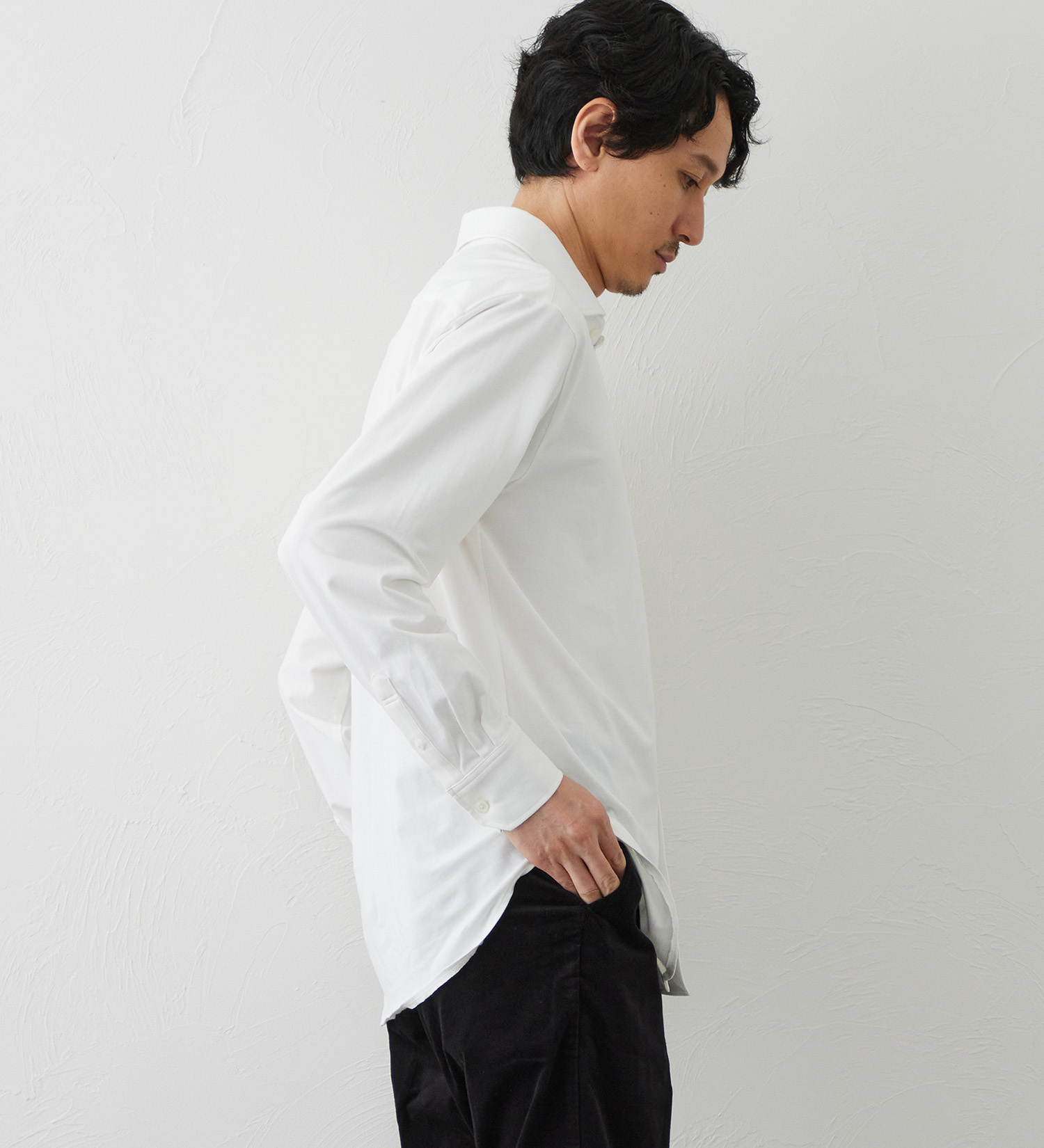 EDWIN(エドウイン)のデニスラ 長袖シャツ【抗菌防臭/UVカット/ストレッチ/ビジネス】|トップス/シャツ/ブラウス/メンズ|ホワイト