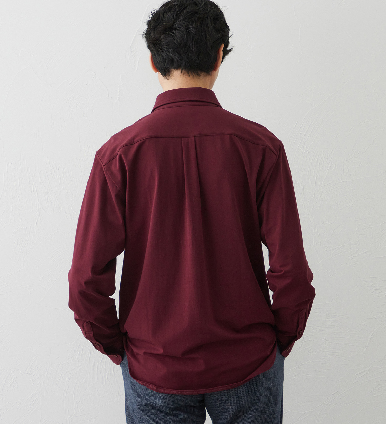 EDWIN(エドウイン)のデニスラ 長袖シャツ【抗菌防臭/UVカット/ストレッチ/ビジネス】|トップス/シャツ/ブラウス/メンズ|ワイン