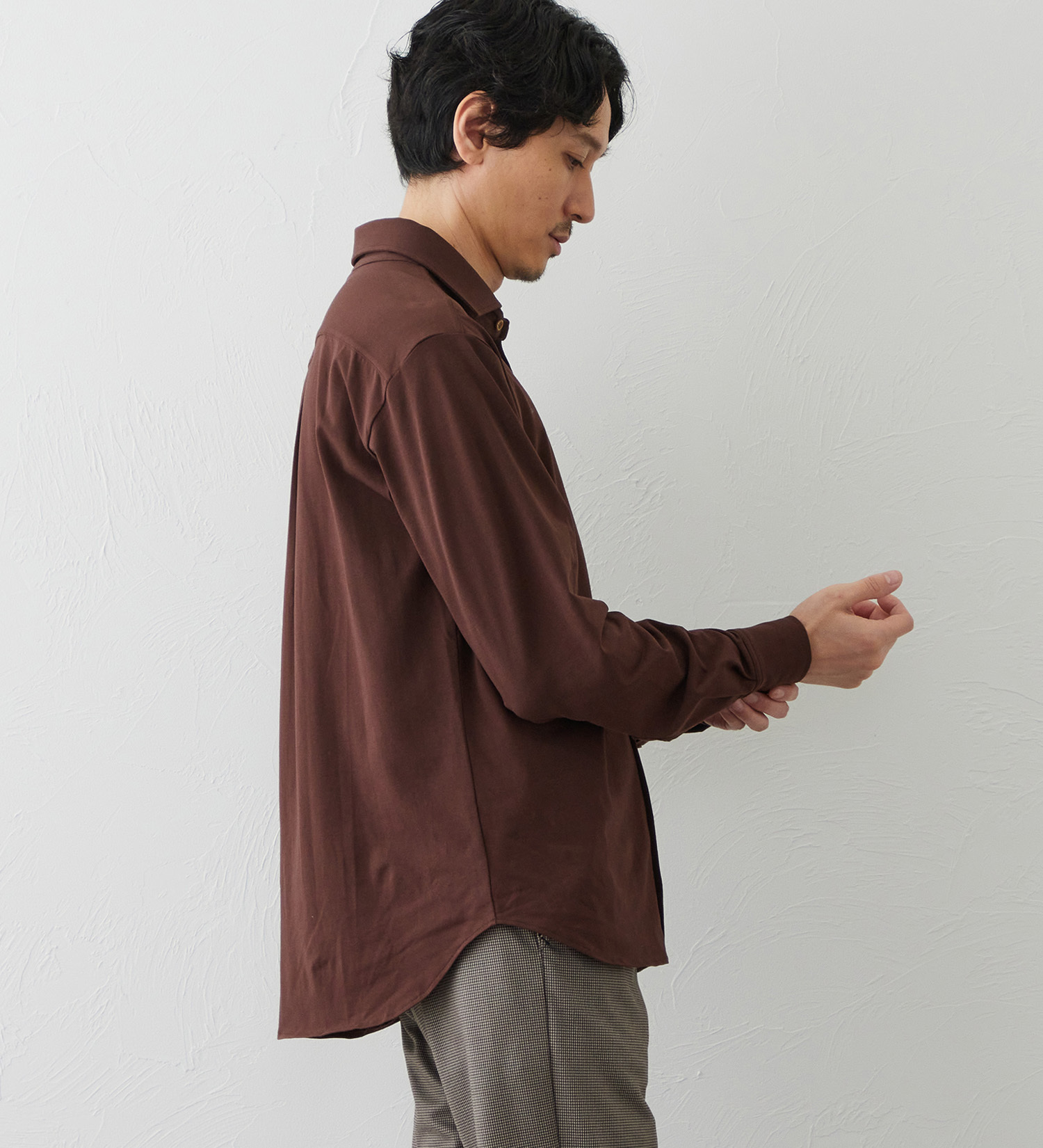 EDWIN(エドウイン)のデニスラ 長袖シャツ【抗菌防臭/UVカット/ストレッチ/ビジネス】|トップス/シャツ/ブラウス/メンズ|ブラウン