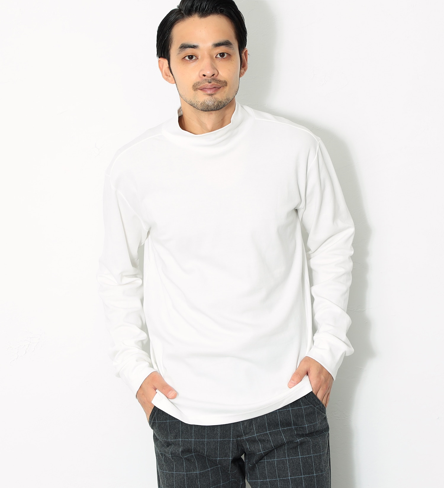 EDWIN(エドウイン)の【先行SALE】デニスラ モックネック Tシャツ 長袖|トップス/Tシャツ/カットソー/メンズ|ホワイト