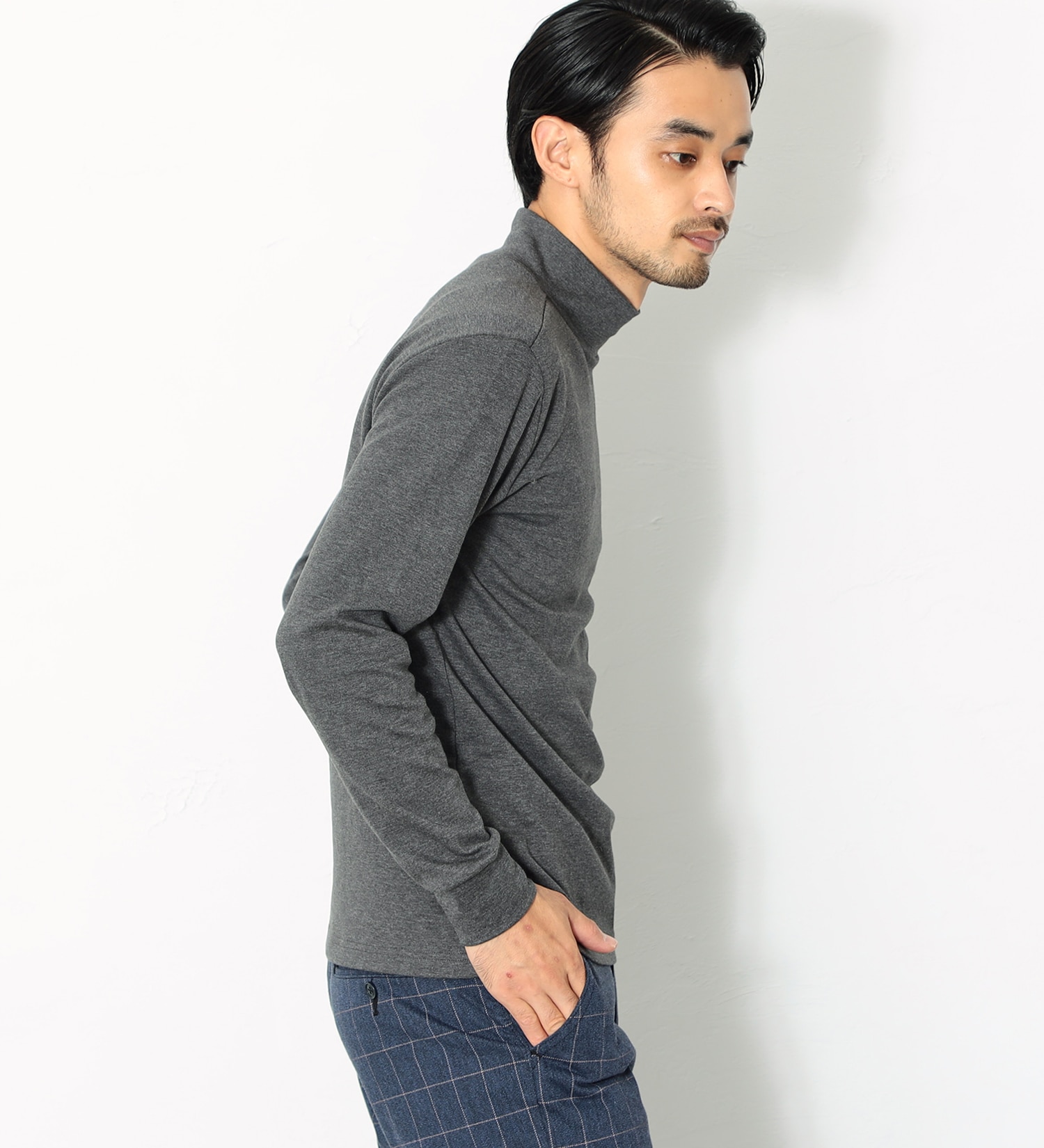 EDWIN(エドウイン)のデニスラ モックネック Tシャツ 長袖|トップス/Tシャツ/カットソー/メンズ|チャコールグレー