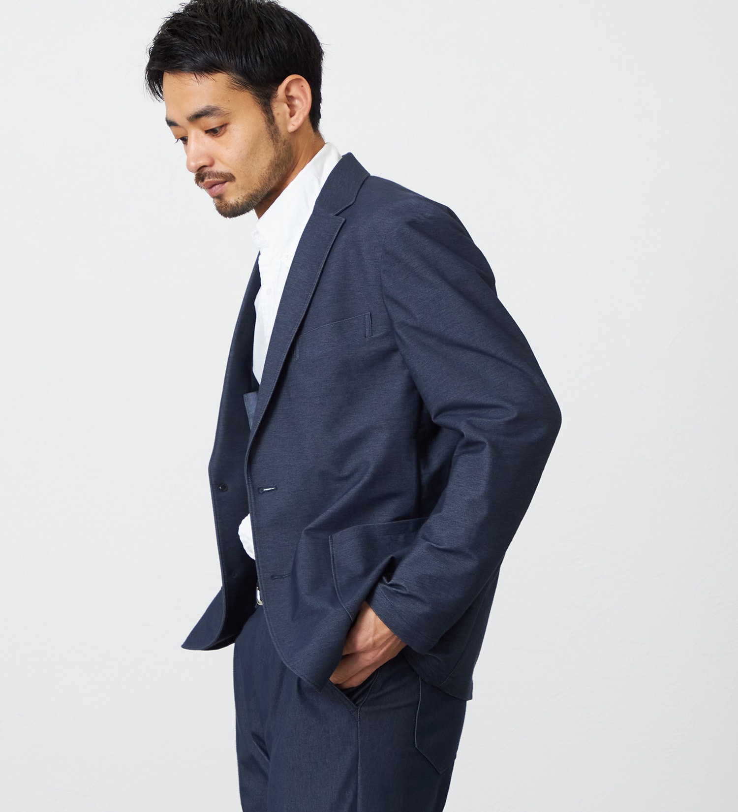 EDWIN(エドウイン)の【予約】【大きいサイズ】デニスラ AIR テーラードジャケット ストレッチ ビジネス|ジャケット/アウター/テーラードジャケット/メンズ|インディゴブルー