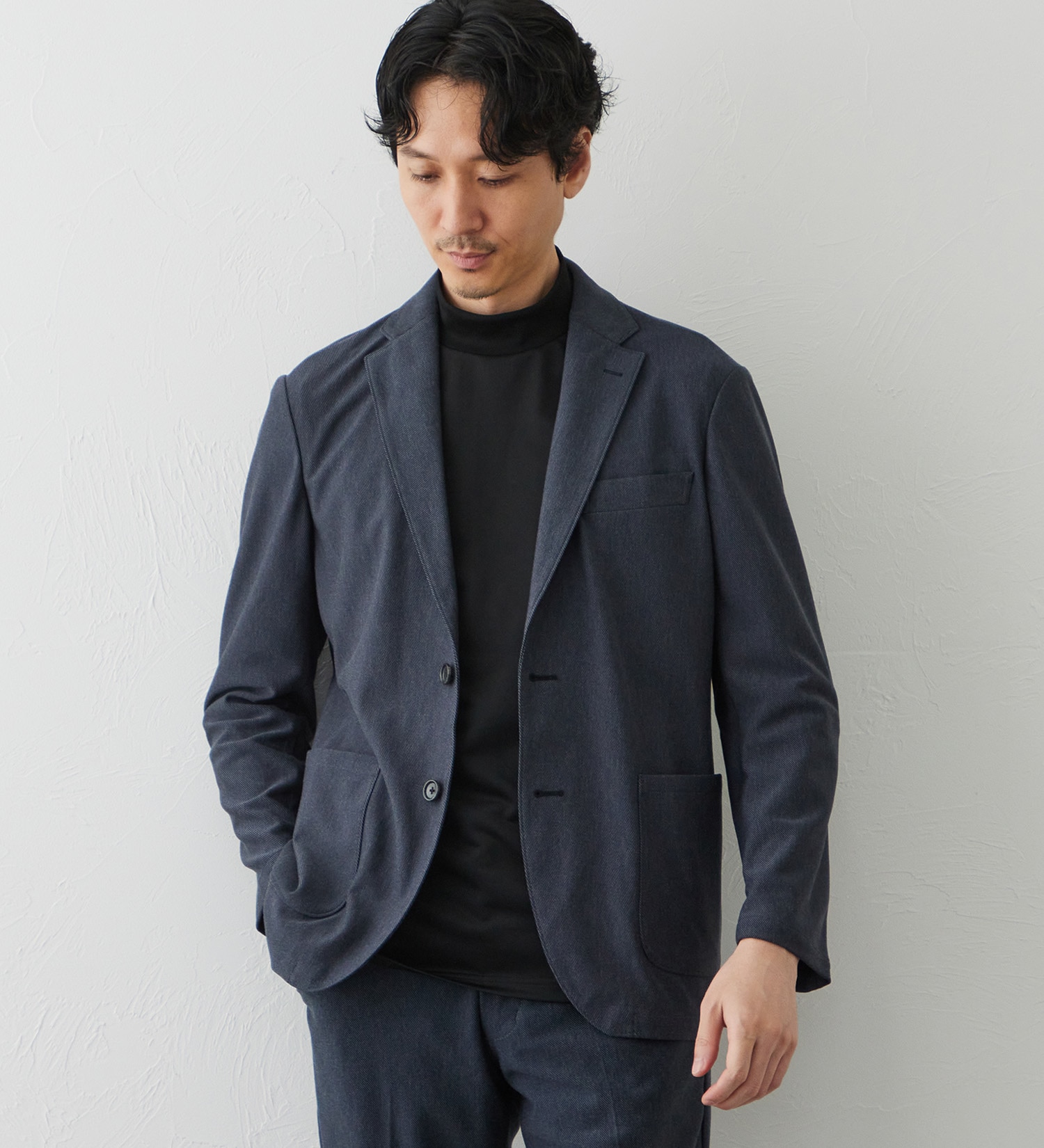 EDWIN(エドウイン)のデニスラ デーラードジャケット【ウールデニムライク/ストレッチ/ビジネス】|ジャケット/アウター/テーラードジャケット/メンズ|ネイビー