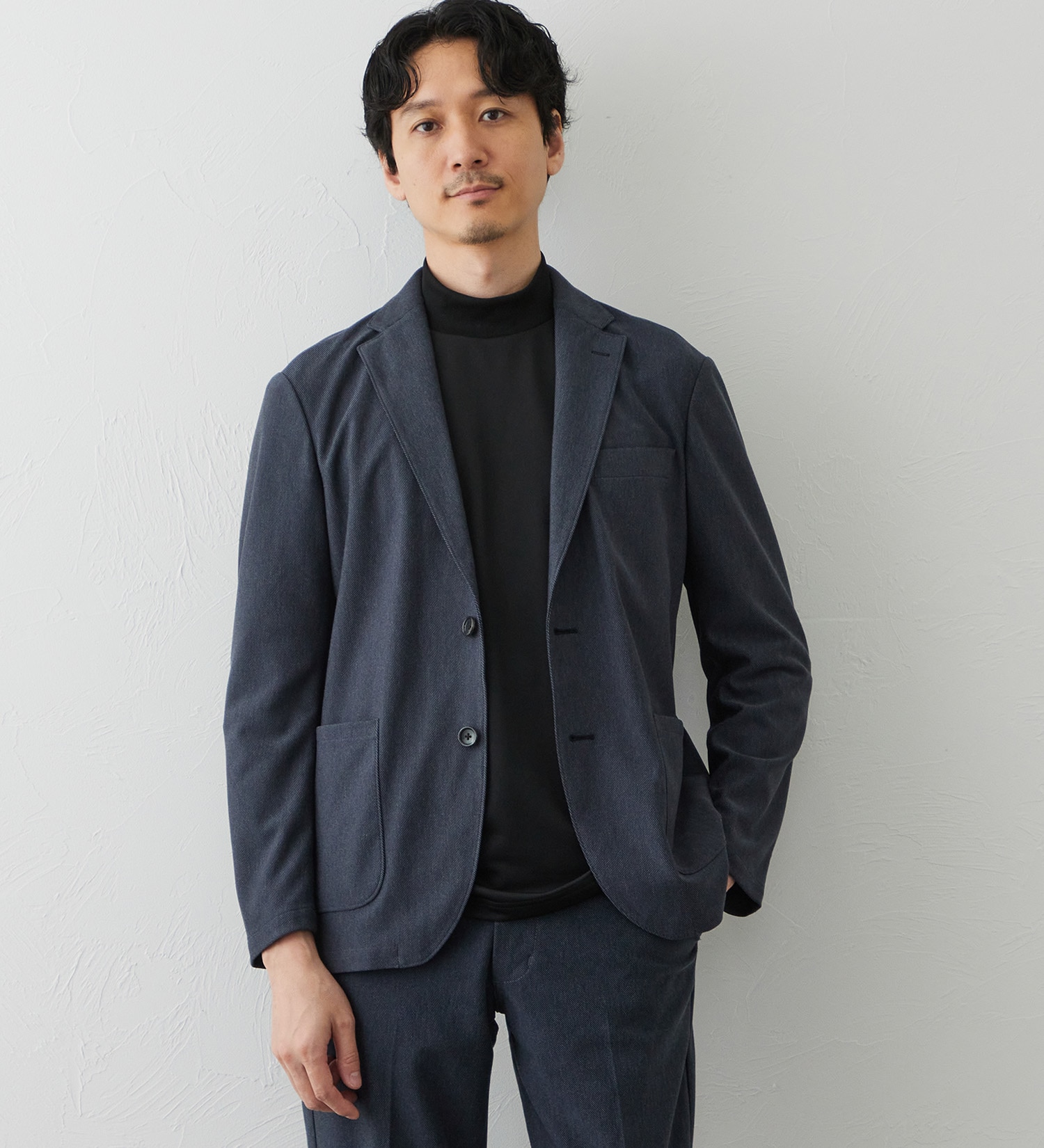 EDWIN(エドウイン)のデニスラ デーラードジャケット【ウールデニムライク/ストレッチ/ビジネス】|ジャケット/アウター/テーラードジャケット/メンズ|ネイビー