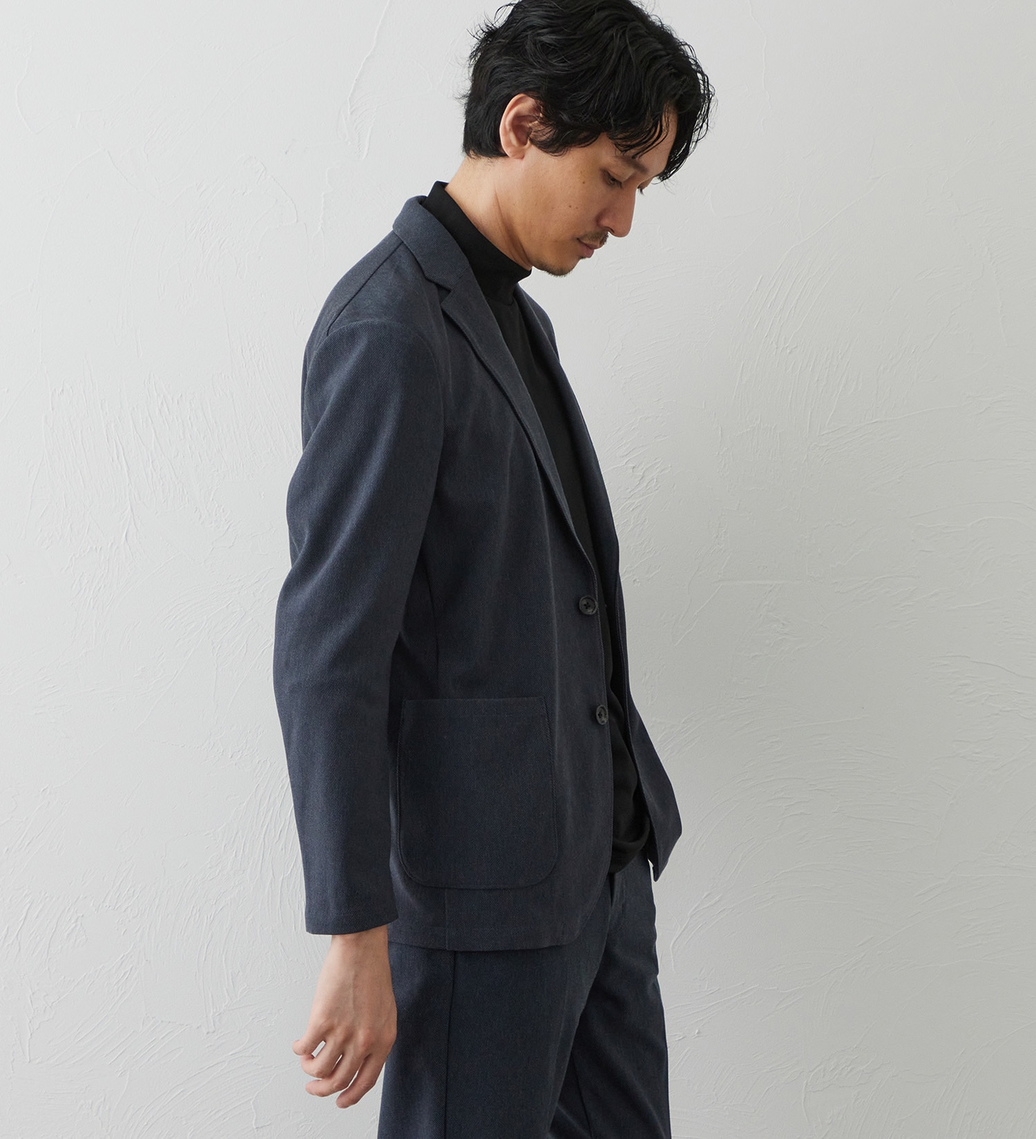 EDWIN(エドウイン)のデニスラ デーラードジャケット【ウールデニムライク/ストレッチ/ビジネス】|ジャケット/アウター/テーラードジャケット/メンズ|ネイビー