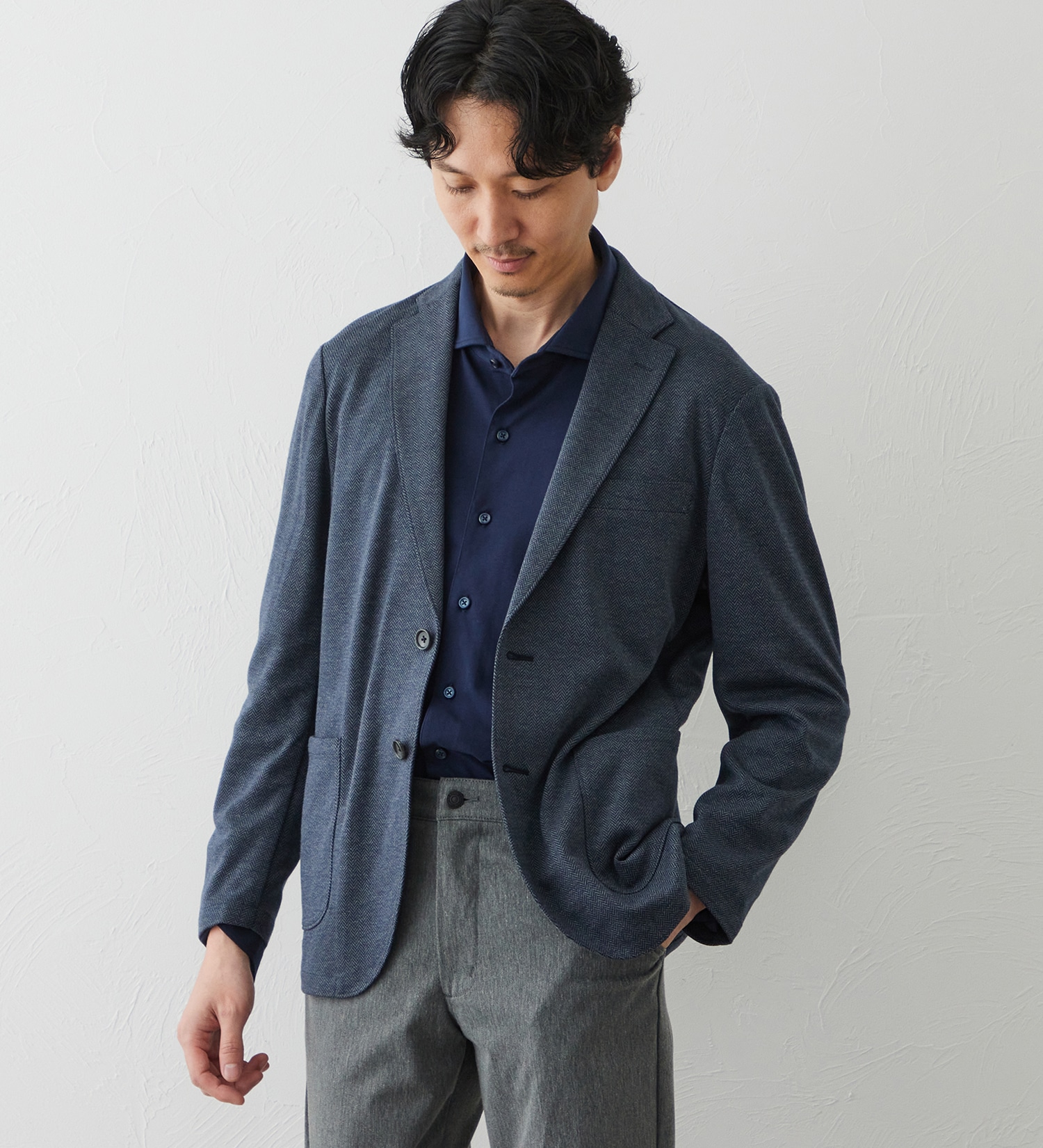 EDWIN(エドウイン)のデニスラ デーラードジャケット【ウールデニムライク/ストレッチ/ビジネス】|ジャケット/アウター/テーラードジャケット/メンズ|ネイビー2