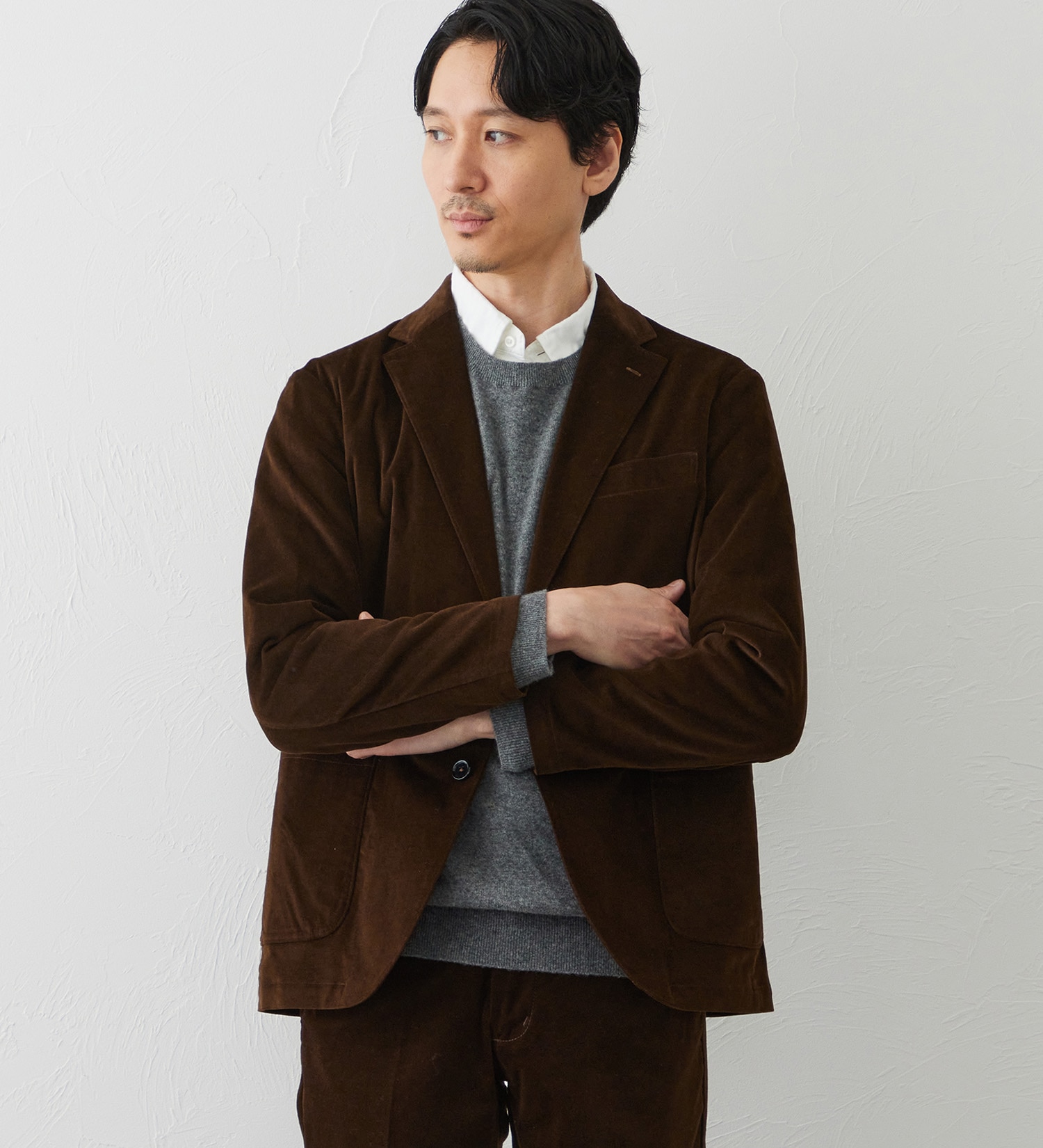 EDWIN(エドウイン)のデニスラ デーラードジャケット【別珍/ベロア/ストレッチ/ビジネス】|ジャケット/アウター/テーラードジャケット/メンズ|ダークブラウン