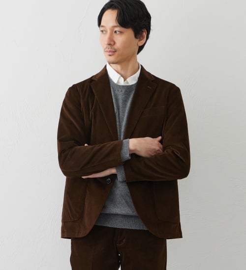 EDWIN(エドウイン)のデニスラ デーラードジャケット【別珍/ベロア/ストレッチ/ビジネス】|ジャケット/アウター/テーラードジャケット/メンズ|ダークブラウン