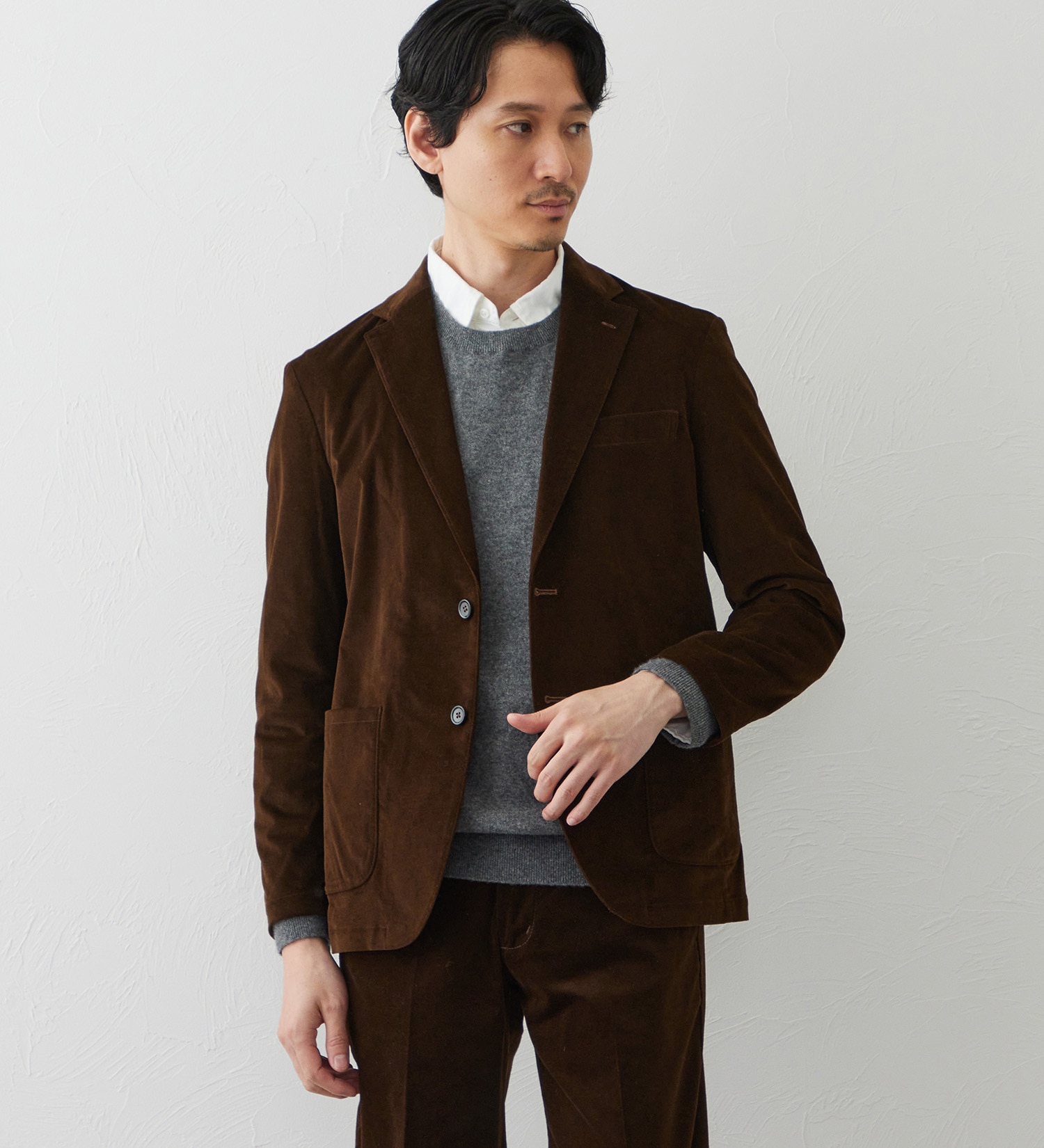 EDWIN(エドウイン)のデニスラ デーラードジャケット【別珍/ベロア/ストレッチ/ビジネス】|ジャケット/アウター/テーラードジャケット/メンズ|ダークブラウン
