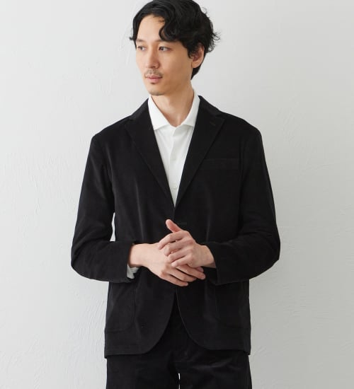 EDWIN(エドウイン)のデニスラ デーラードジャケット【別珍/ベロア/ストレッチ/ビジネス】|ジャケット/アウター/テーラードジャケット/メンズ|ブラック