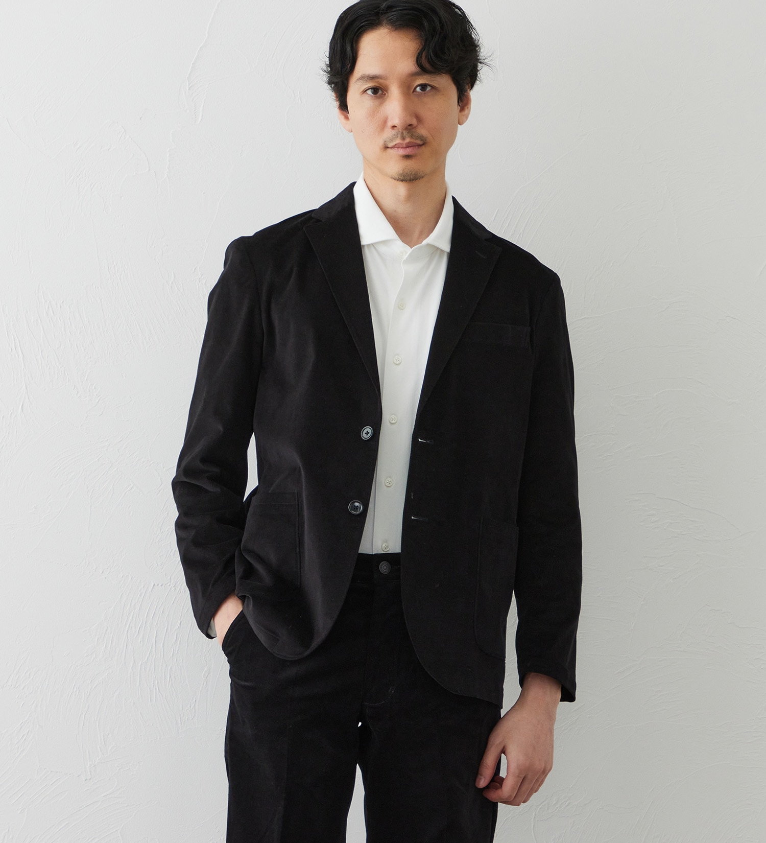 EDWIN(エドウイン)のデニスラ デーラードジャケット【別珍/ベロア/ストレッチ/ビジネス】|ジャケット/アウター/テーラードジャケット/メンズ|ブラック