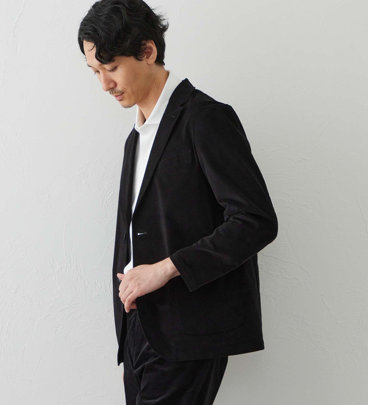 EDWIN(エドウイン)のデニスラ デーラードジャケット【別珍/ベロア/ストレッチ/ビジネス】|ジャケット/アウター/テーラードジャケット/メンズ|ブラック