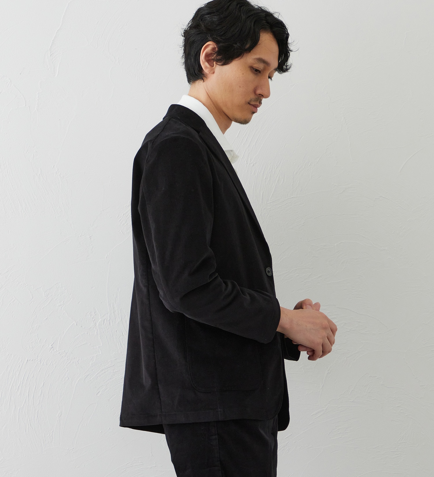 EDWIN(エドウイン)のデニスラ デーラードジャケット【別珍/ベロア/ストレッチ/ビジネス】|ジャケット/アウター/テーラードジャケット/メンズ|ブラック