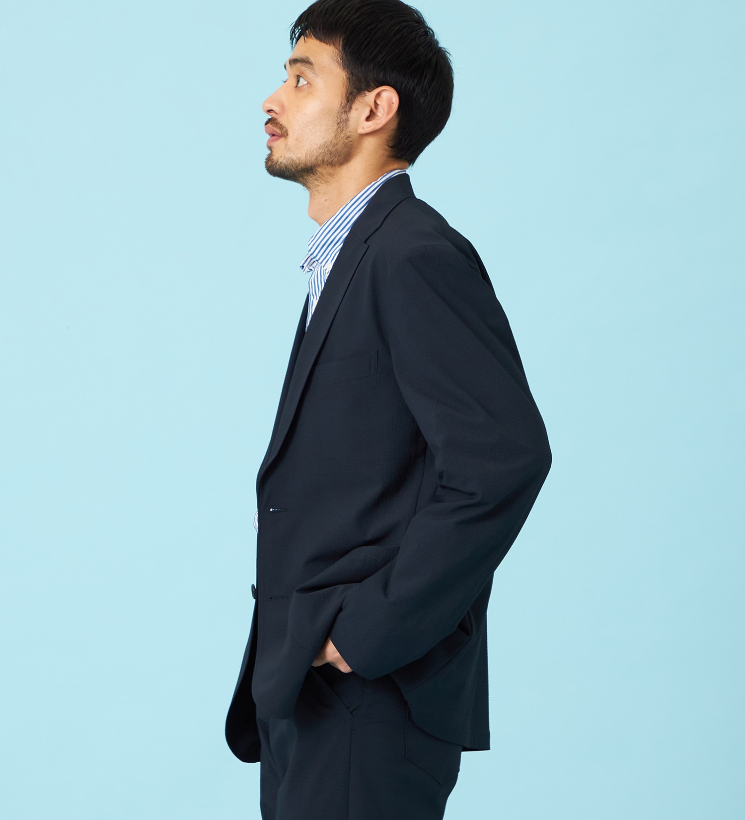 EDWIN(エドウイン)の【予約】デニスラ AIR テーラードジャケット ストレッチ ビジネス 涼しい|ジャケット/アウター/テーラードジャケット/メンズ|ネイビー