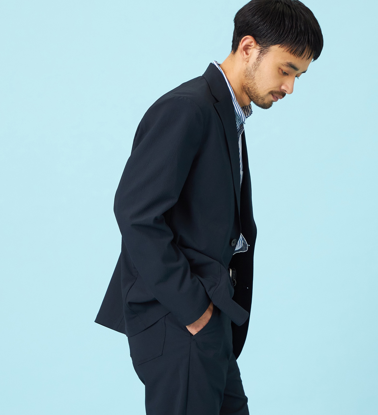 EDWIN(エドウイン)の【予約】デニスラ AIR テーラードジャケット ストレッチ ビジネス 涼しい|ジャケット/アウター/テーラードジャケット/メンズ|ネイビー