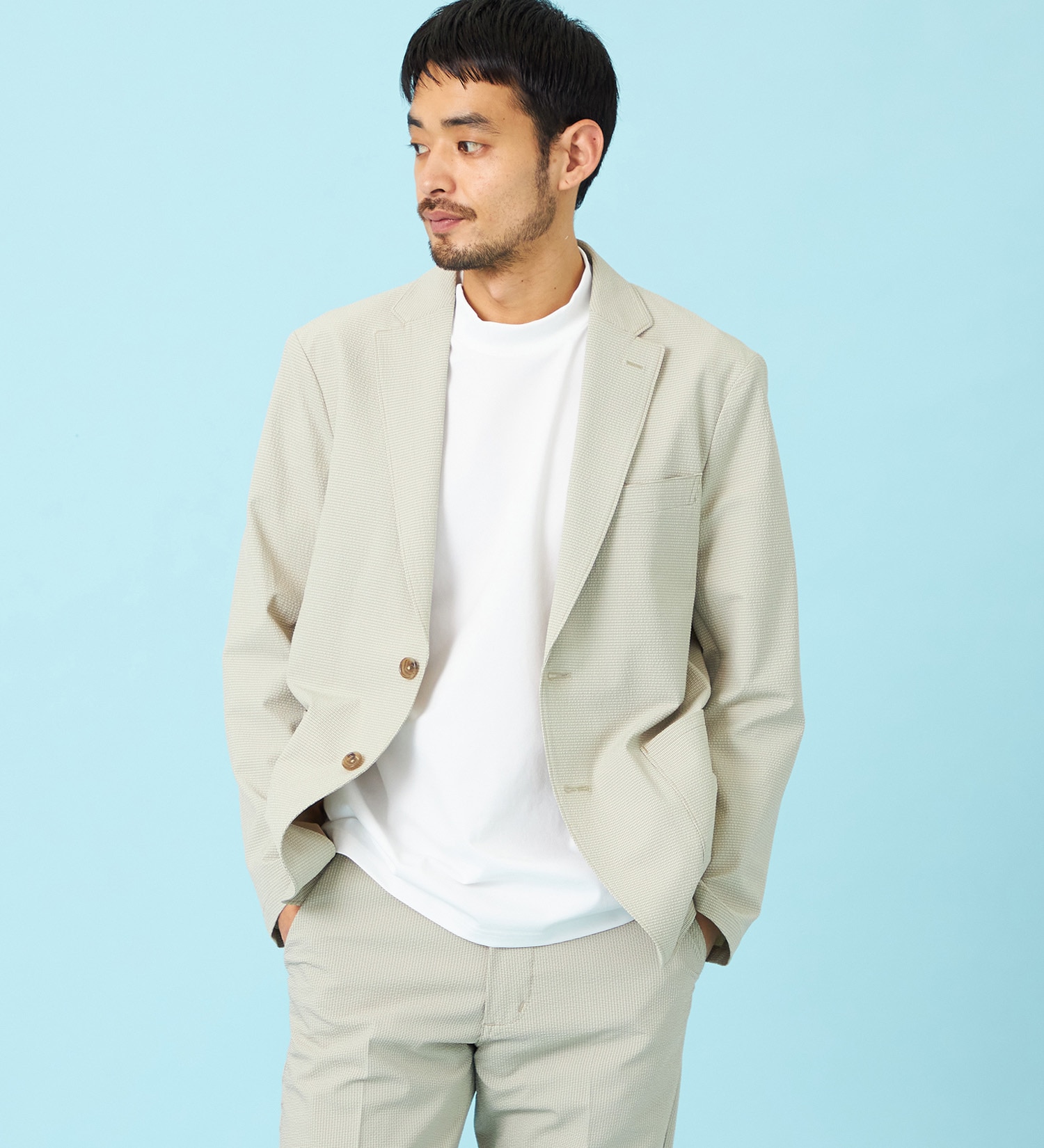 EDWIN(エドウイン)の【予約】デニスラ AIR テーラードジャケット ストレッチ ビジネス 涼しい|ジャケット/アウター/テーラードジャケット/メンズ|ベージュ