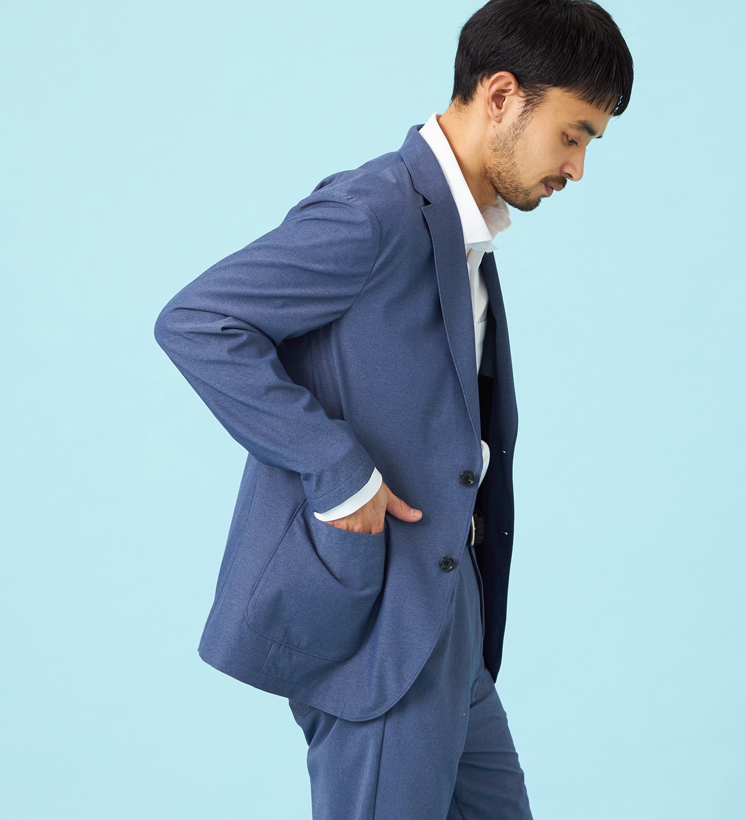 EDWIN(エドウイン)の【予約】デニスラ AIR テーラードジャケット ストレッチ ビジネス 涼しい|ジャケット/アウター/テーラードジャケット/メンズ|ネイビー