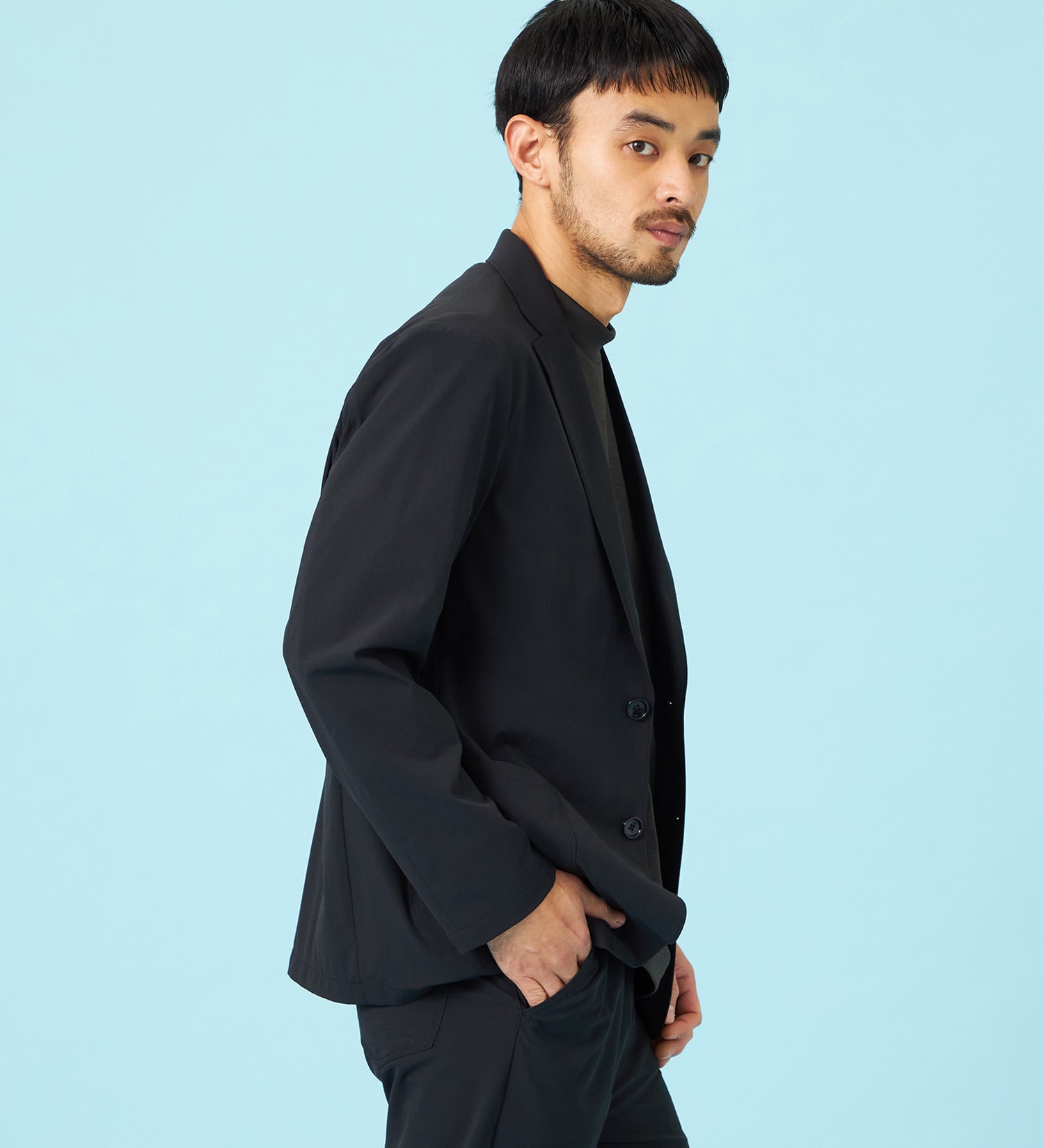 EDWIN(エドウイン)の【予約】デニスラ AIR テーラードジャケット ストレッチ ビジネス 涼しい|ジャケット/アウター/テーラードジャケット/メンズ|ブラック