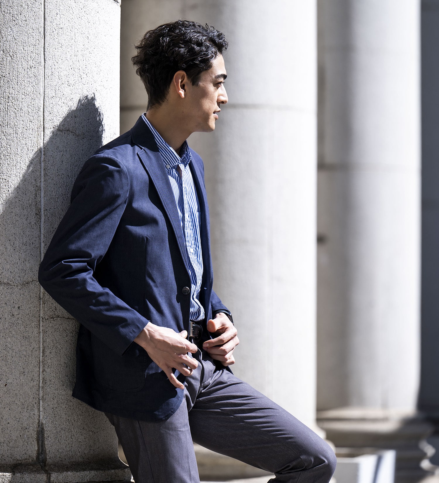 EDWIN(エドウイン)の【予約】【大きいサイズ】デニスラ テーラードジャケット ストレッチ ビジネス|ジャケット/アウター/テーラードジャケット/メンズ|ネイビー