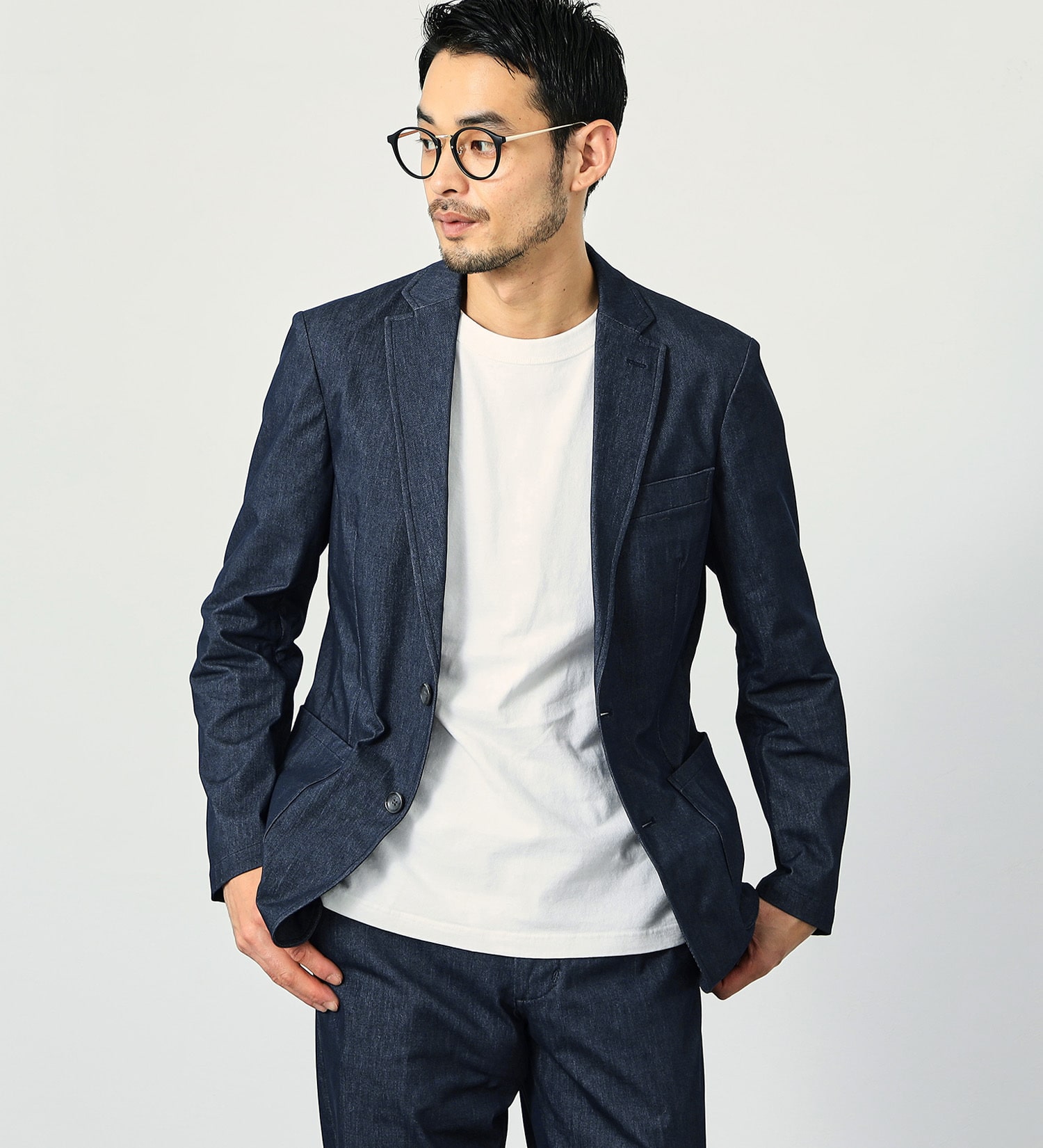 EDWIN(エドウイン)の【予約】【大きいサイズ】デニスラ テーラードジャケット ストレッチ ビジネス|ジャケット/アウター/テーラードジャケット/メンズ|ネイビー