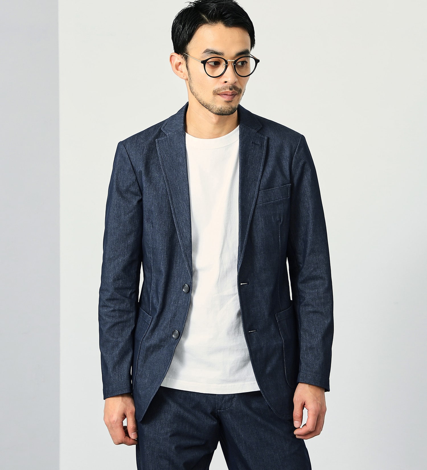 EDWIN(エドウイン)の【予約】【大きいサイズ】デニスラ テーラードジャケット ストレッチ ビジネス|ジャケット/アウター/テーラードジャケット/メンズ|ネイビー