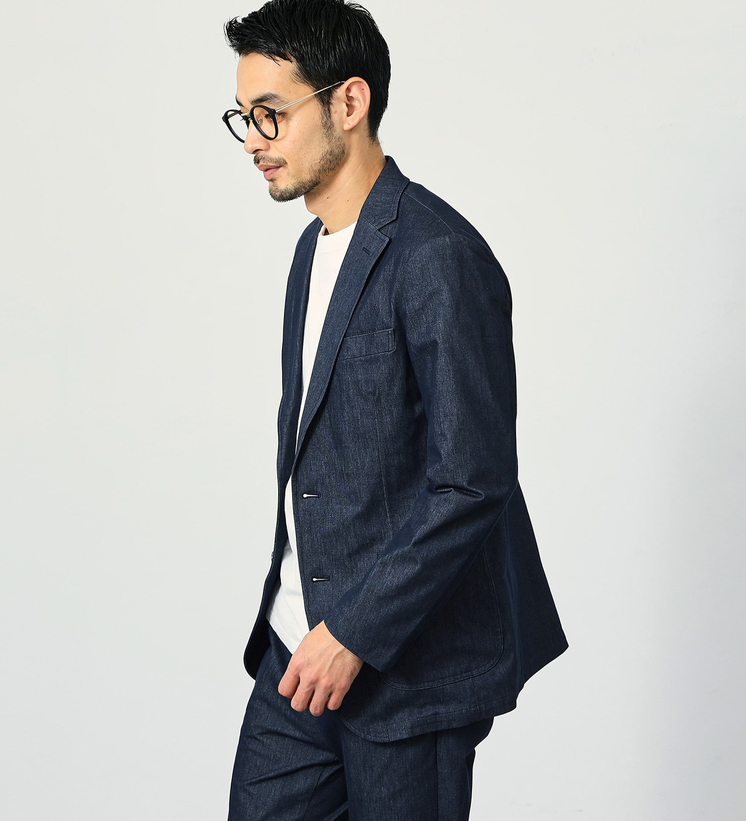 EDWIN(エドウイン)の【予約】【大きいサイズ】デニスラ テーラードジャケット ストレッチ ビジネス|ジャケット/アウター/テーラードジャケット/メンズ|ネイビー