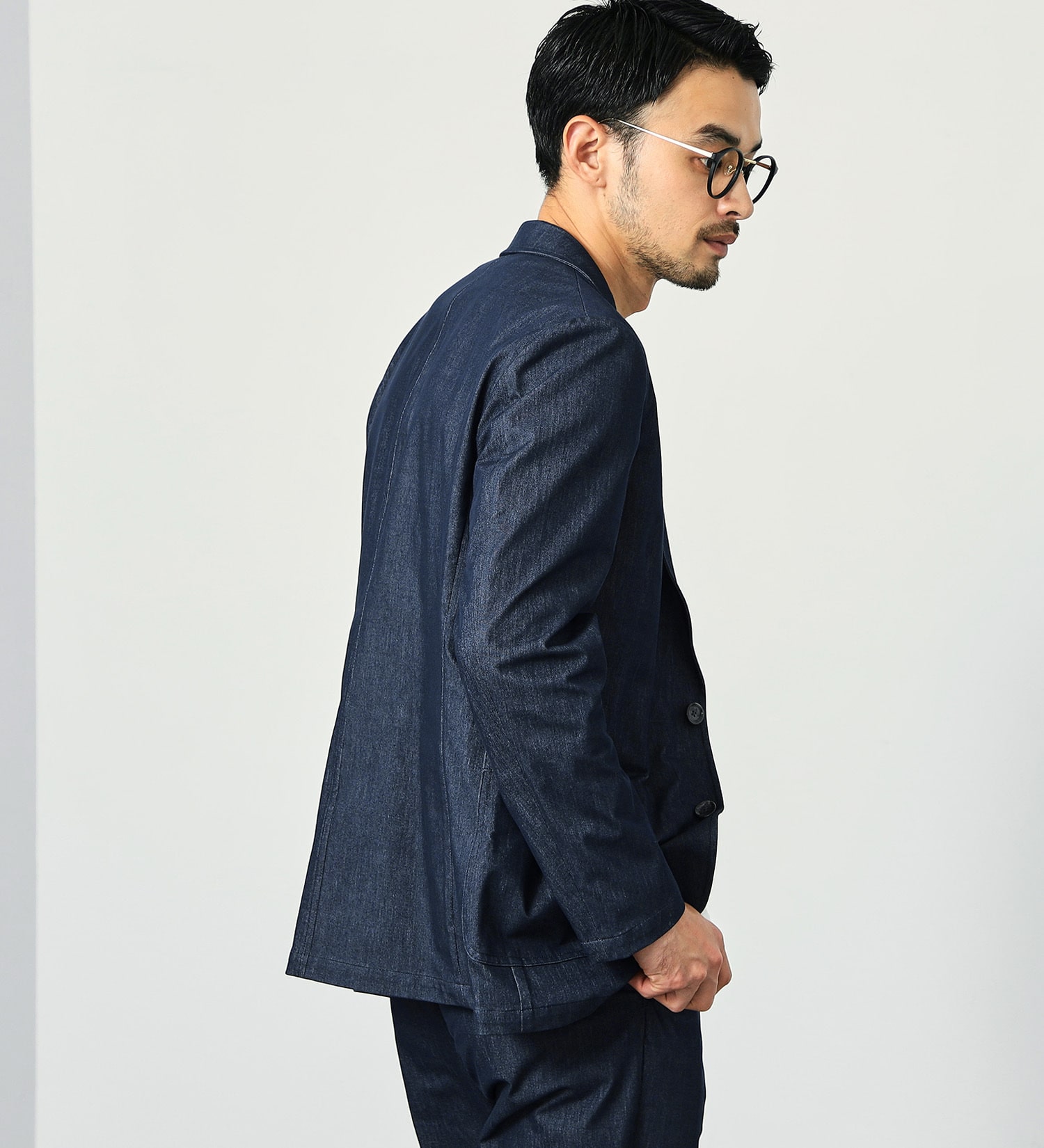 EDWIN(エドウイン)の【予約】【大きいサイズ】デニスラ テーラードジャケット ストレッチ ビジネス|ジャケット/アウター/テーラードジャケット/メンズ|ネイビー