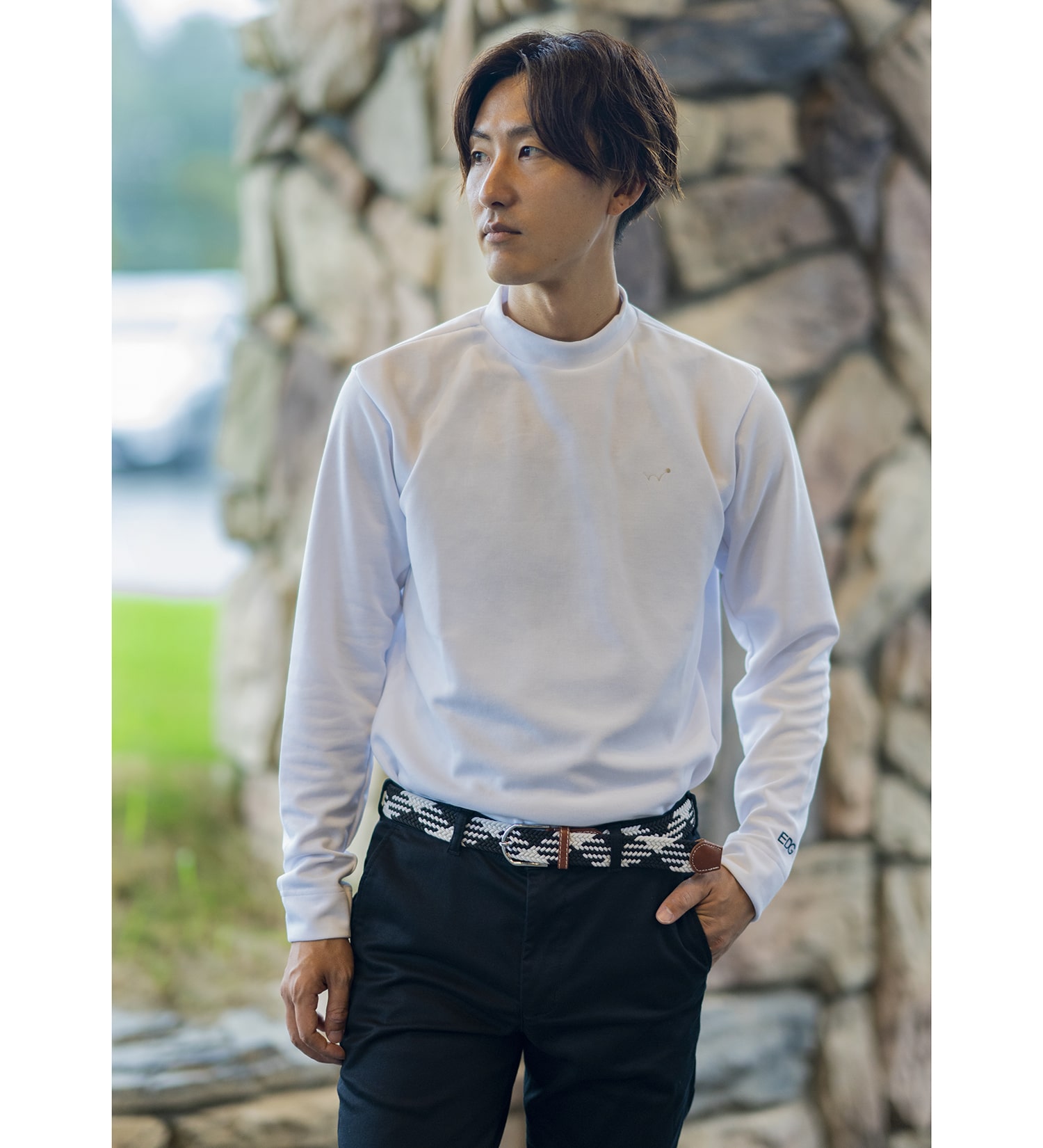 EDWIN(エドウイン)の【BLACKFRIDAY】EDWIN GOLF エドウイン ゴルフ モックネックTシャツ 長袖|トップス/Tシャツ/カットソー/メンズ|ホワイト